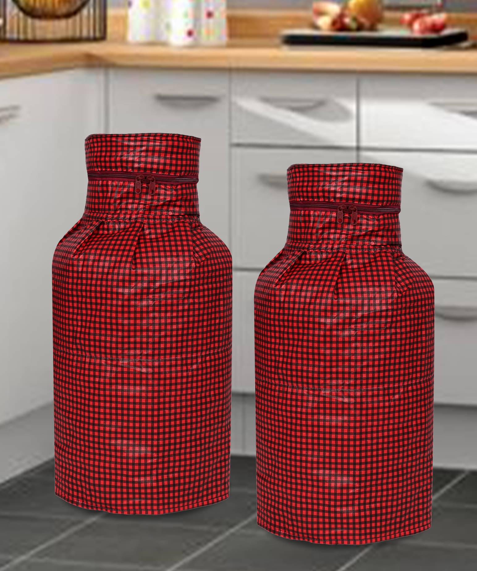     			E-Retailer Set of 2 PVC Red Cylinder Cover