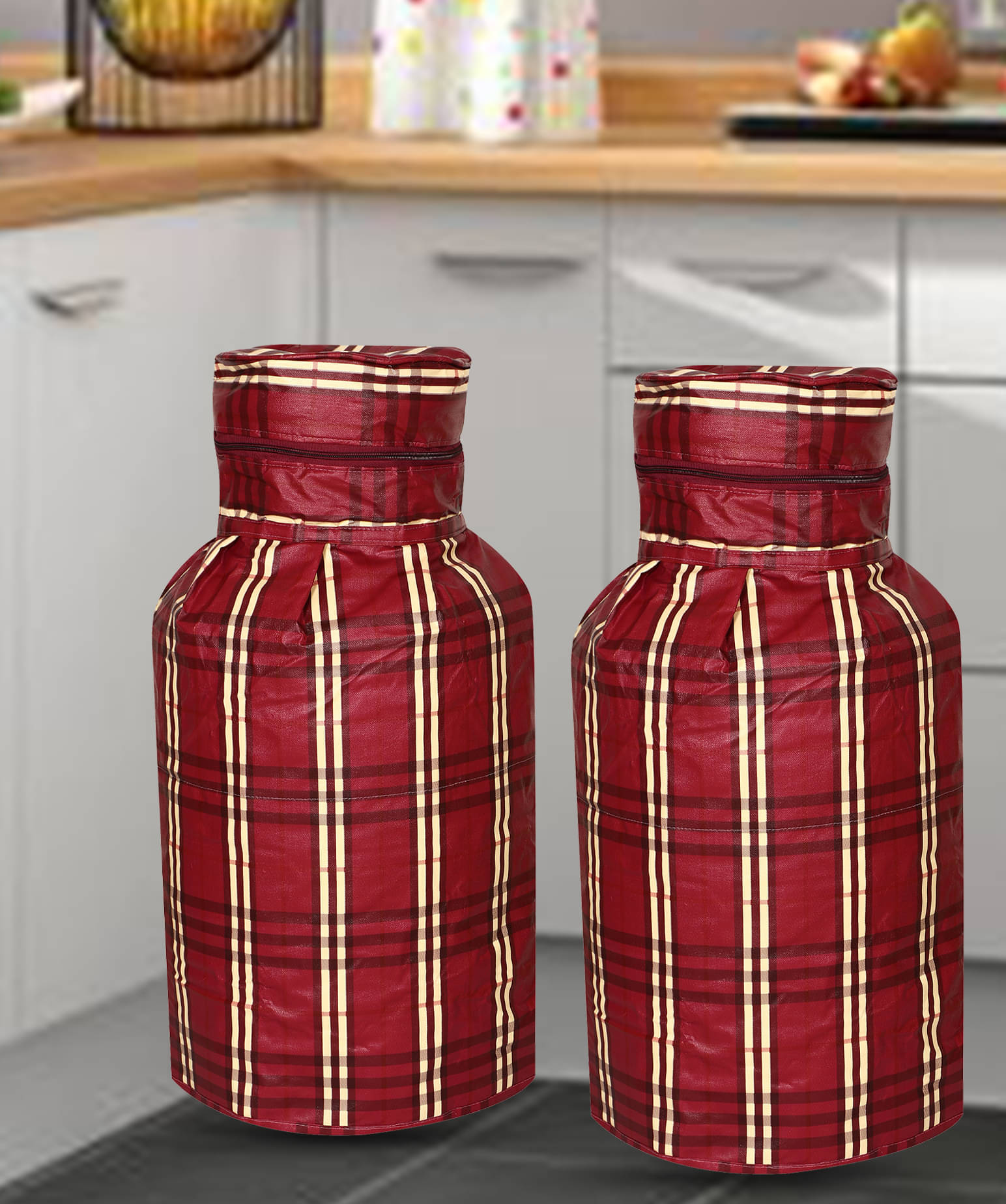 E-Retailer Set of 2 PVC Red Cylinder Cover E-Retailer Set of 2 PVC Red Cylinder Cover