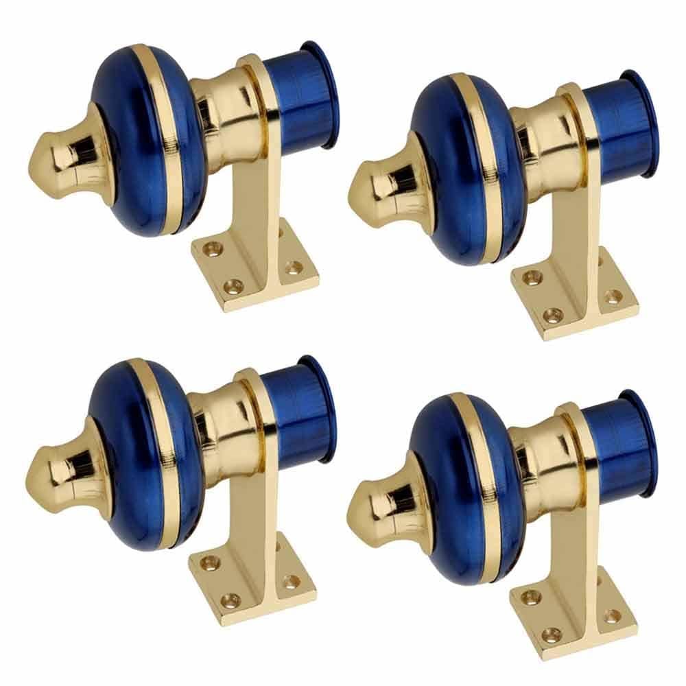 Home Deco - Blue Wrought Iron Single Rod Curtain Bracket ( Pack of 4 )