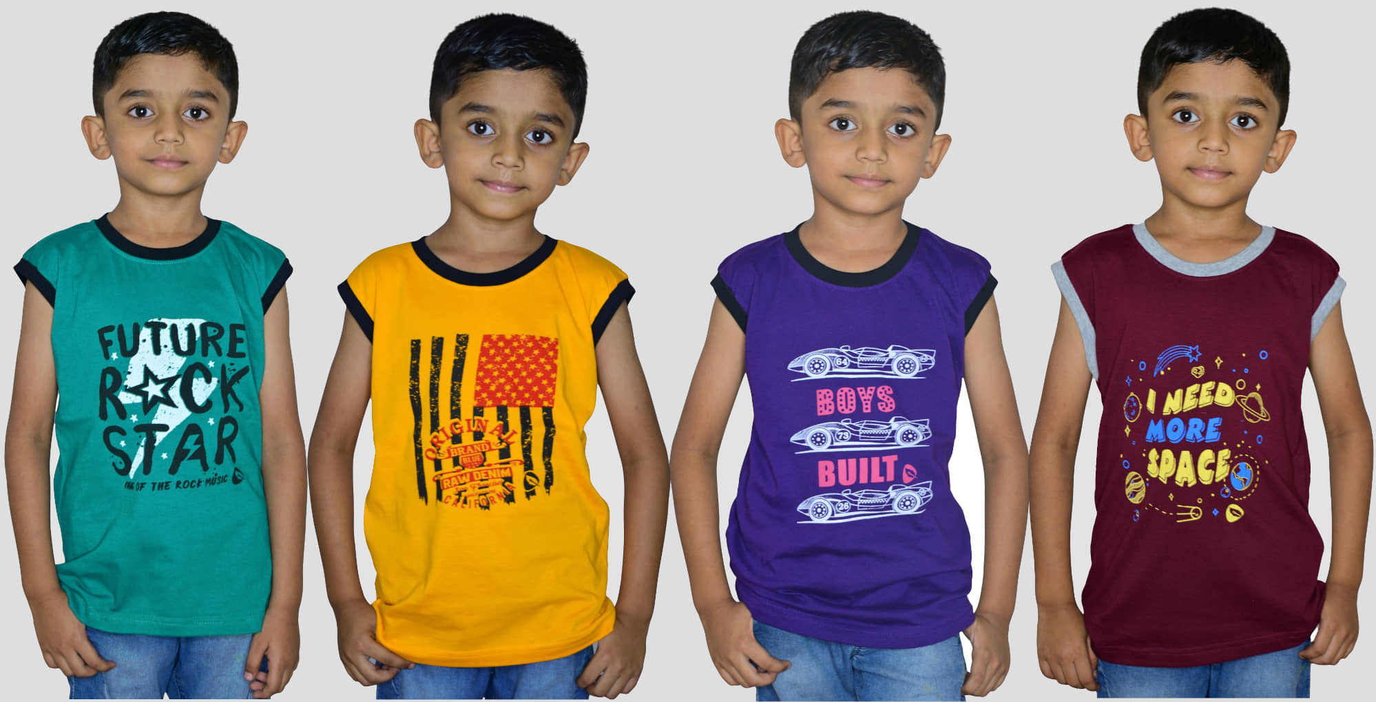Soft Apparels Pack of 5 Boys Cotton T-Shirt ( Multi Color )