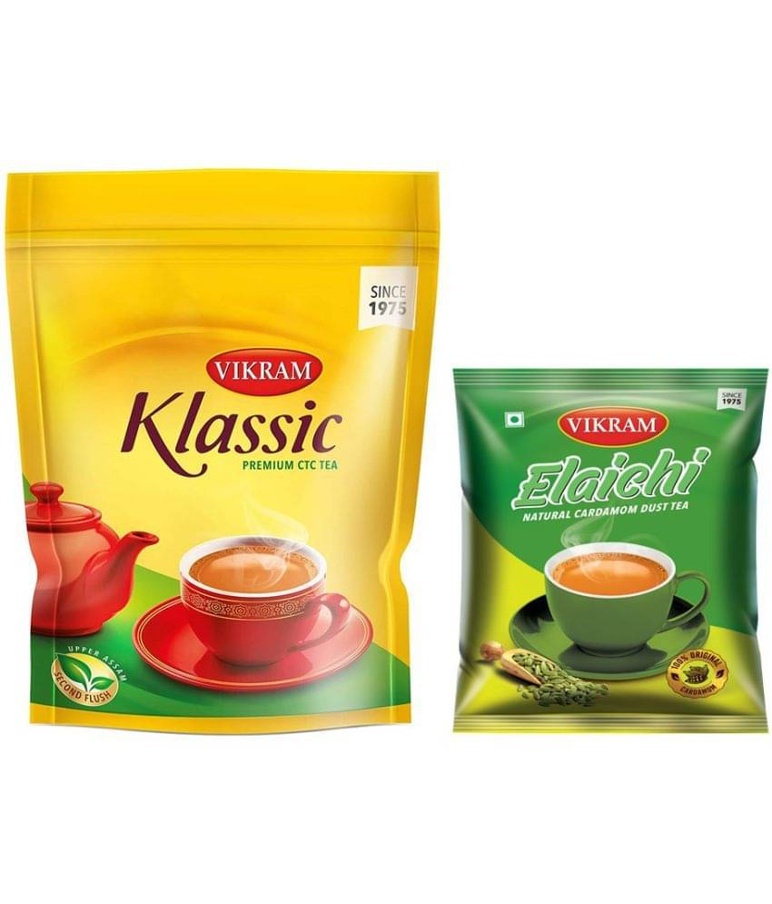 Vikram Klassic 1Kg + Elaichi Dust Tea 250g Assam Tea Powder Tea 1250 gm Pack of 2 Vikram Klassic 1Kg + Elaichi Dust Tea 250g Assam Tea Powder Tea 1250 gm Pack of 2