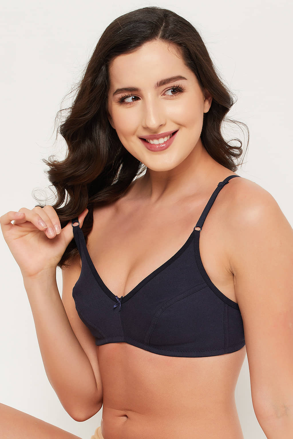 Clovia Cotton Blend Non Padded Women's Plunge Bra ( Navy Blue )