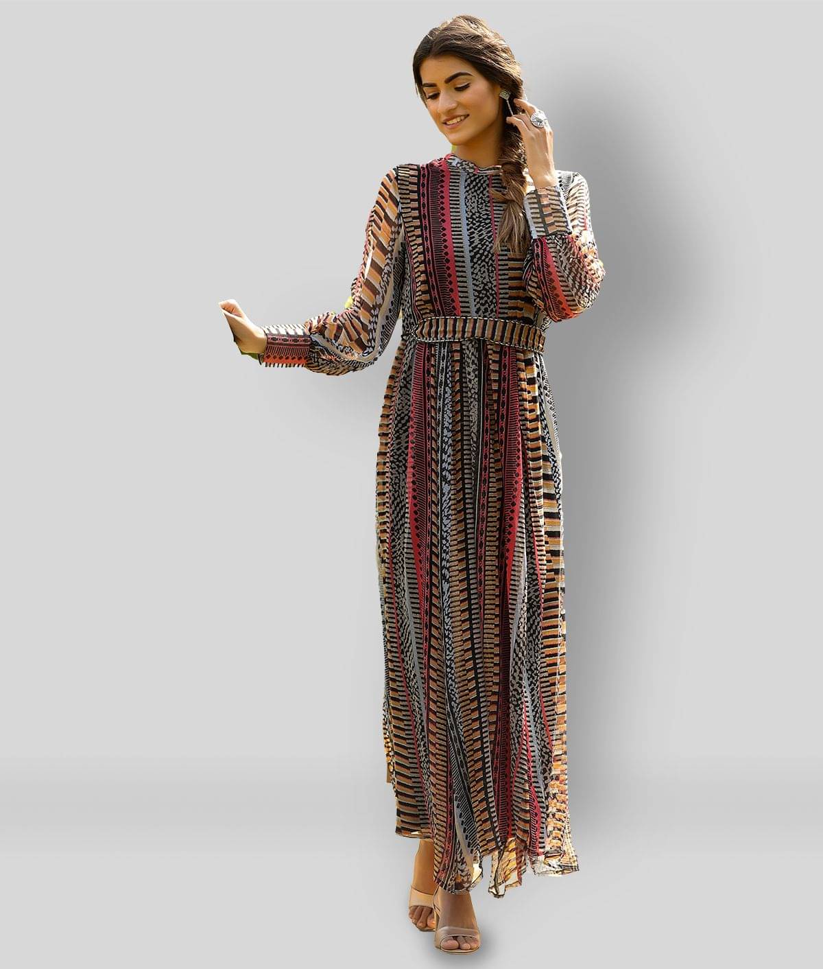 Juniper Women Chiffon Printed Fit & Flare Dress ( Multicolor ) Juniper Women Chiffon Printed Fit & Flare Dress ( Multicolor )