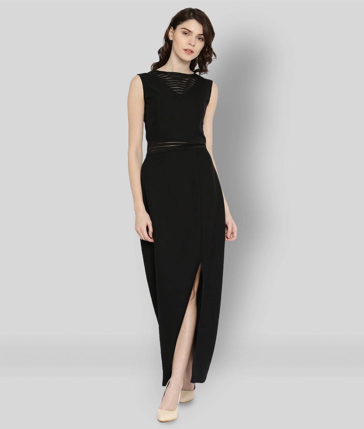 Rare Women Polyester Solid A-line Dress ( Black ) Rare Women Polyester Solid A-line Dress ( Black )