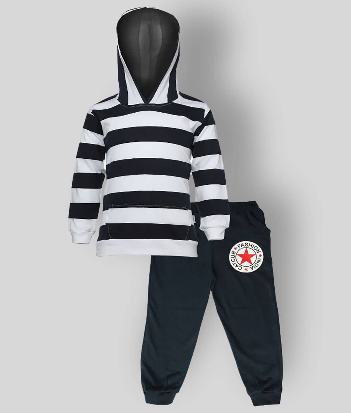 CATCUB Pack of 1 Baby Boys Cotton Blend Top & Trouser ( Black )