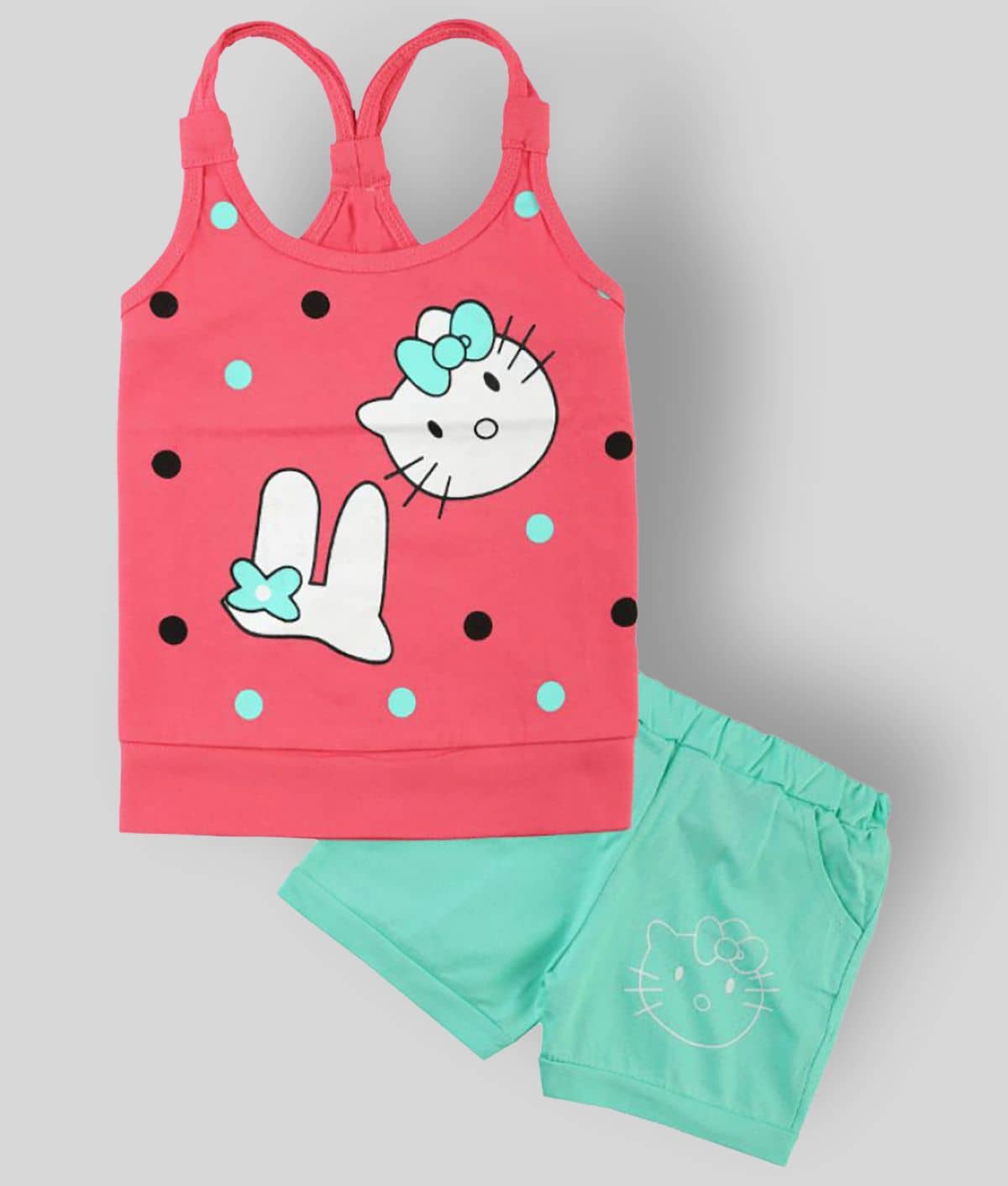 CATCUB - Pink Cotton Top & Shorts For Baby Girl ( Pack of 1 )