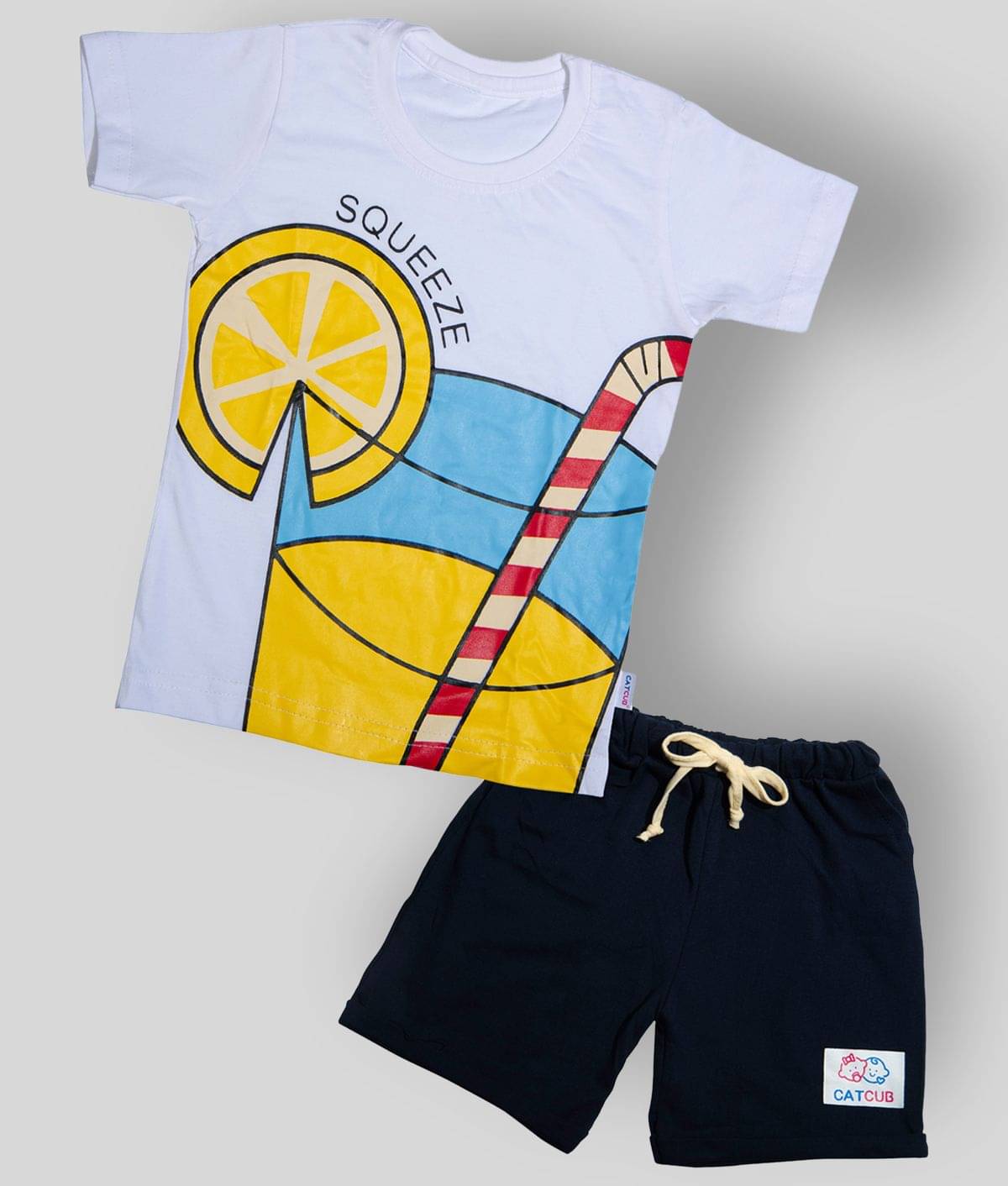     			CATCUB Pack of 1 Baby Boys Cotton Tops & Bottoms Sets ( White )