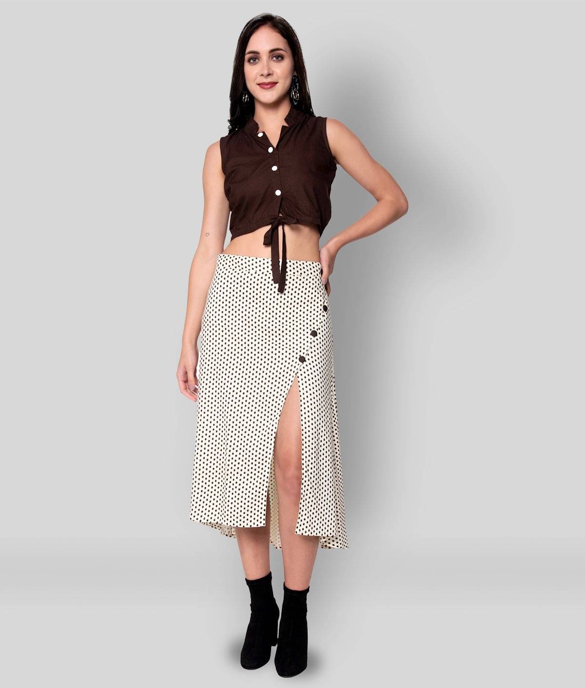 GOD BLESS Women Rayon Solid A-line Dress ( Beige ) GOD BLESS Women Rayon Solid A-line Dress ( Beige )