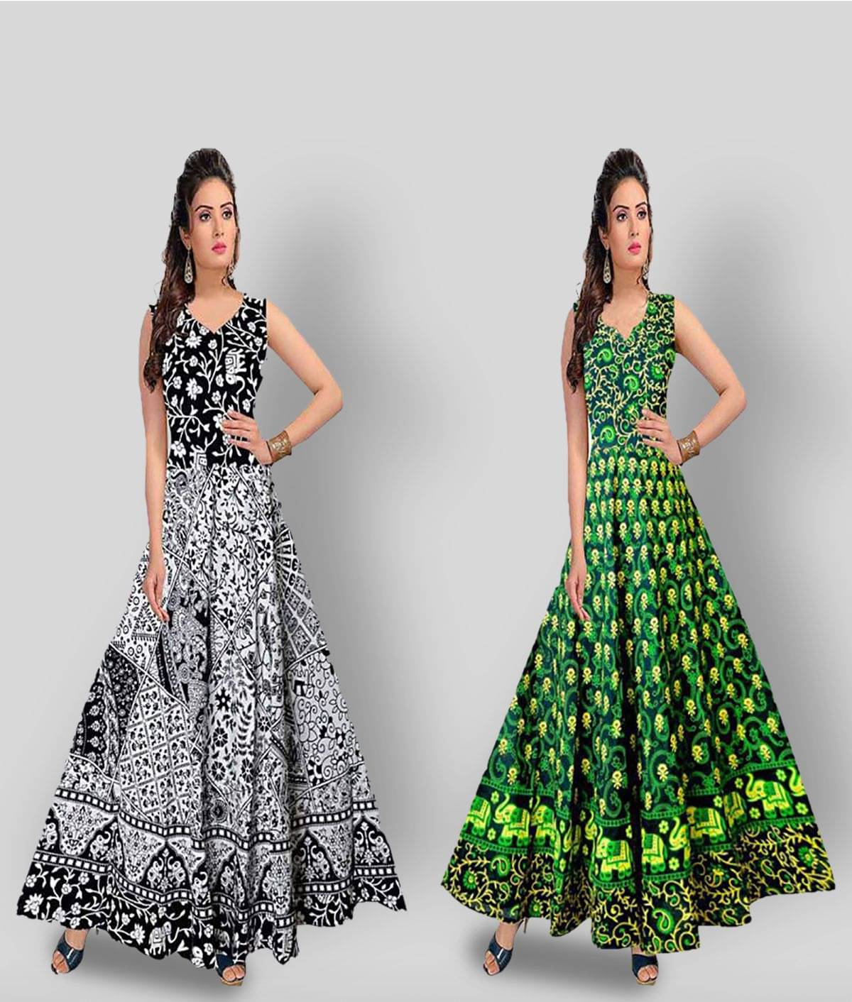 Rangun - Multicolor Cotton Blend Women's A-line Dress ( Pack of 1 ) Rangun - Multicolor Cotton Blend Women's A-line Dress ( Pack of 1 )