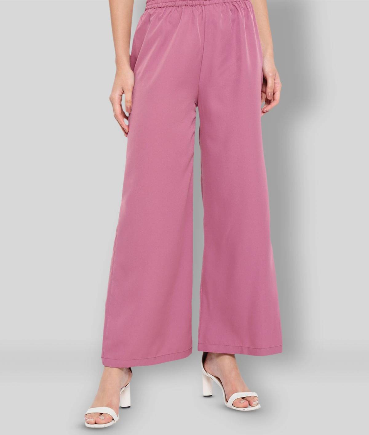 ALL WAYS YOU - Pink Polyester Straight Women's Palazzos ( Pack of 1 ) ALL WAYS YOU - Pink Polyester Straight Women's Palazzos ( Pack of 1 )