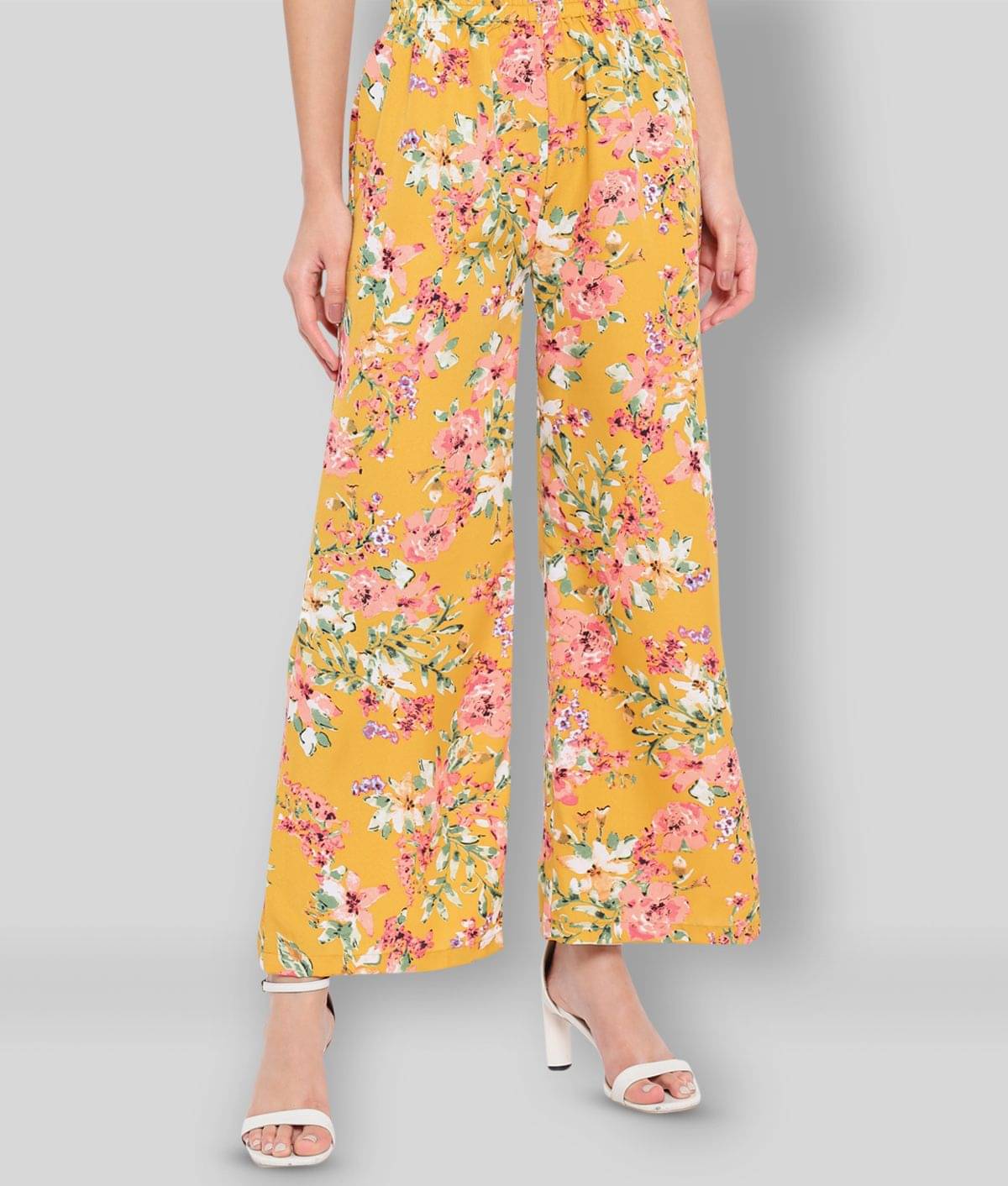 ALL WAYS YOU - Yellow Polyester Straight Women's Palazzos ( Pack of 1 ) ALL WAYS YOU - Yellow Polyester Straight Women's Palazzos ( Pack of 1 )