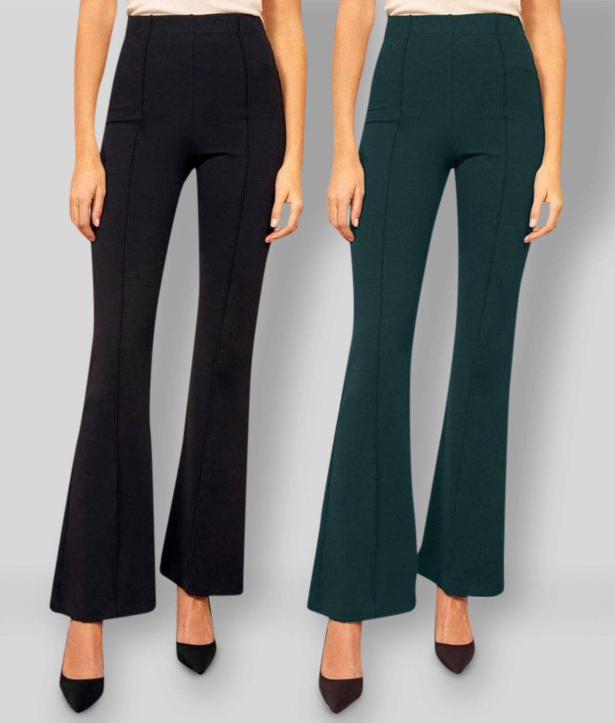     			Addyvero - Multicolor Cotton Blend Bootcut Fit Women's Bootcut Pants  ( Pack of 2 )