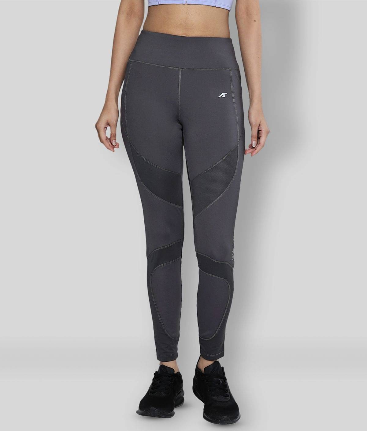     			Alcis Grey Polyester Solid Tights - Single