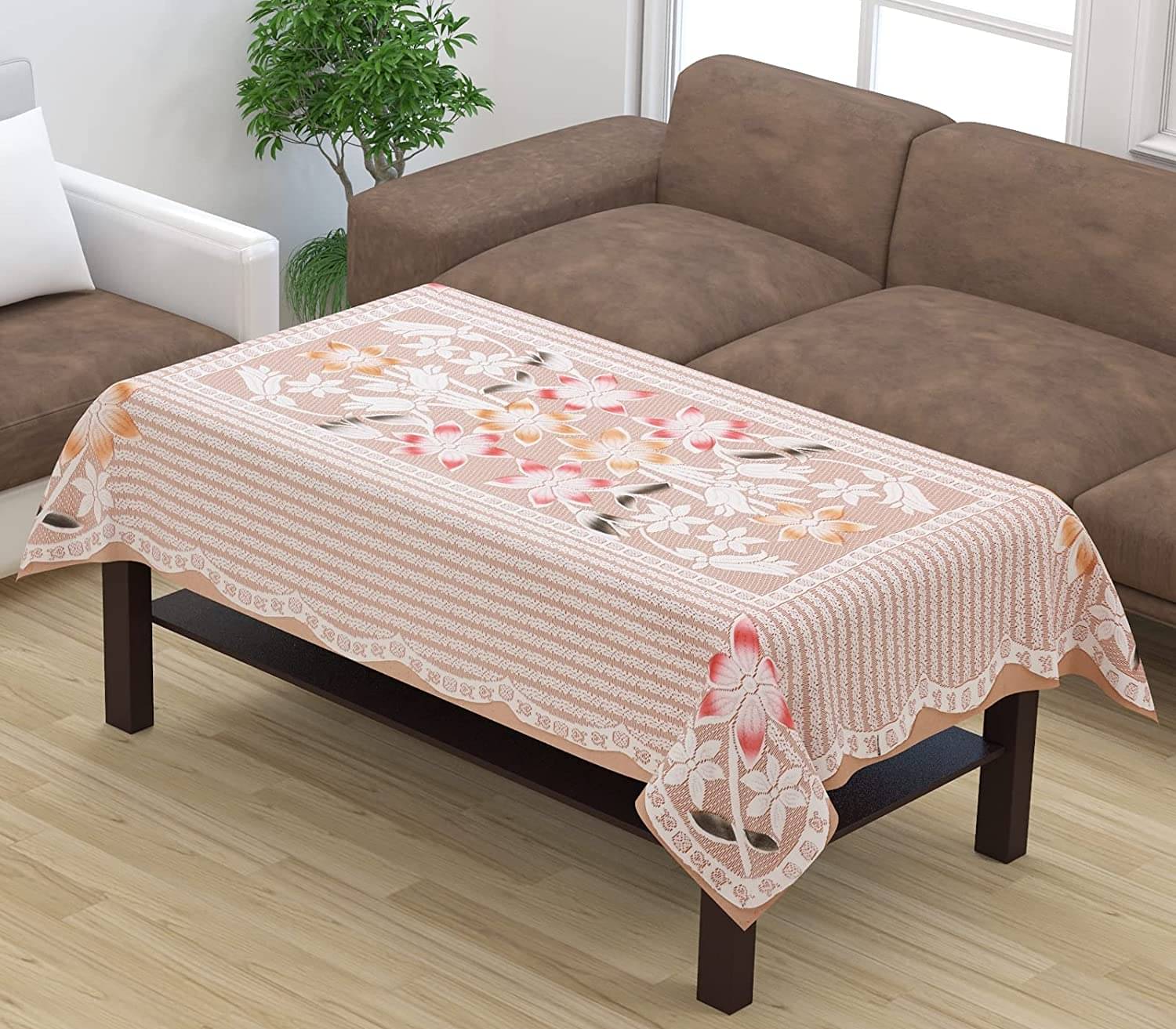     			Beige Polyester Table Cover ( Pack of 1 )