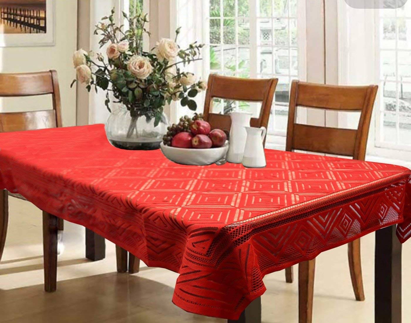     			Maroon Polyester Table Cover ( Pack of 1 )