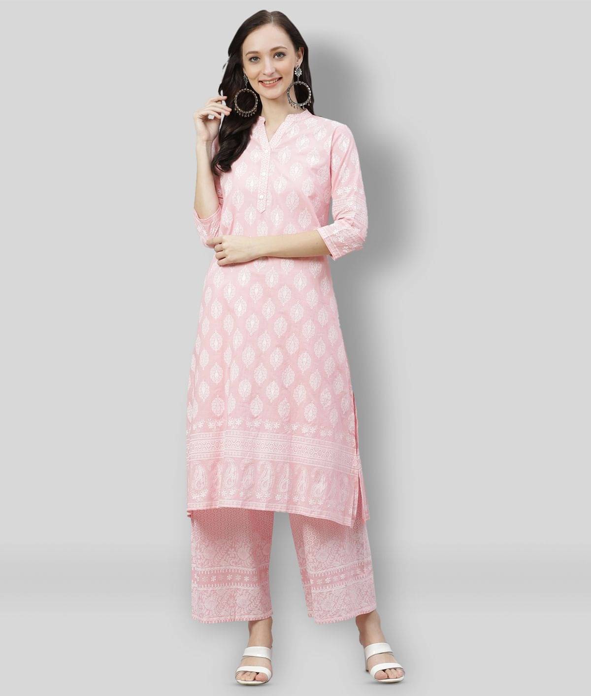 Divena - Pink Straight Cotton Women's Stitched Salwar Suit ( Pack of 1 ) Divena - Pink Straight Cotton Women's Stitched Salwar Suit ( Pack of 1 )