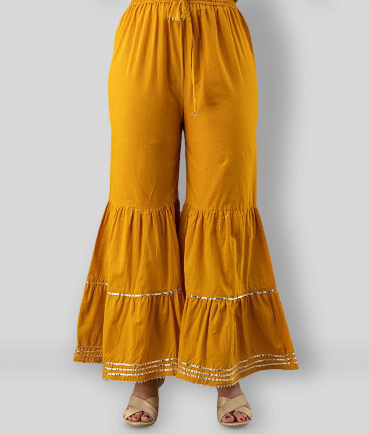 FABRR - Yellow Cotton Flared Women's Palazzos ( Pack of 1 )