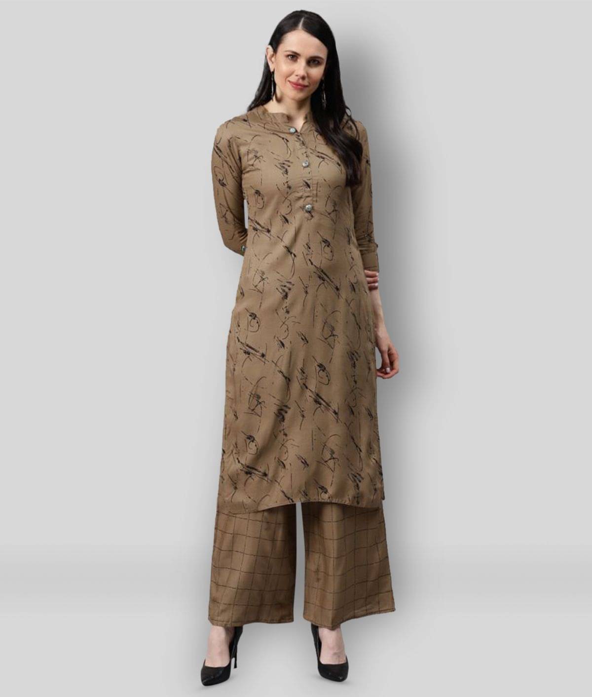 HIGHLIGHT FASHION EXPORT - Brown Straight Rayon Women's Stitched Salwar Suit ( Pack of 1 ) HIGHLIGHT FASHION EXPORT - Brown Straight Rayon Women's Stitched Salwar Suit ( Pack of 1 )