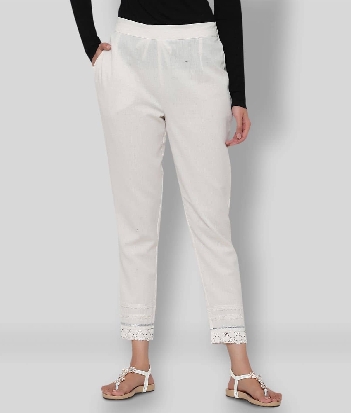 Juniper - Gold Cotton Slim Fit Women's Casual Pants  ( Pack of 1 ) - Trousers | Buy online on ZillyBuy