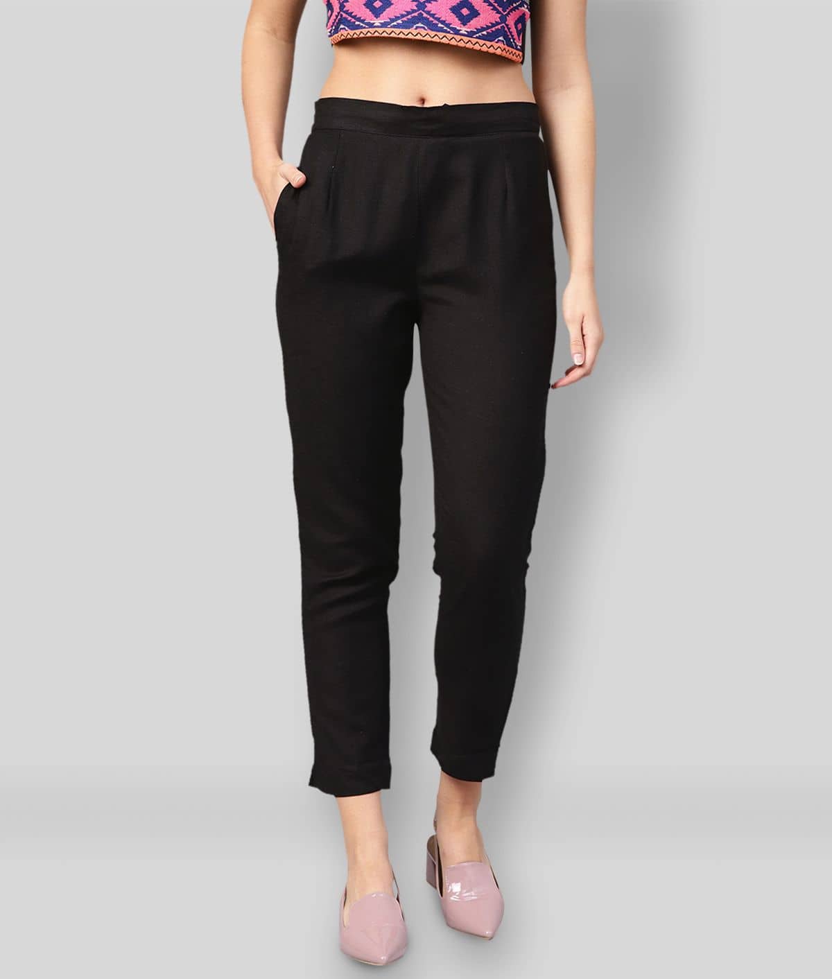 Juniper - Black Rayon Slim Fit Women's Casual Pants  ( Pack of 1 ) - Trousers | Buy online on ZillyBuy