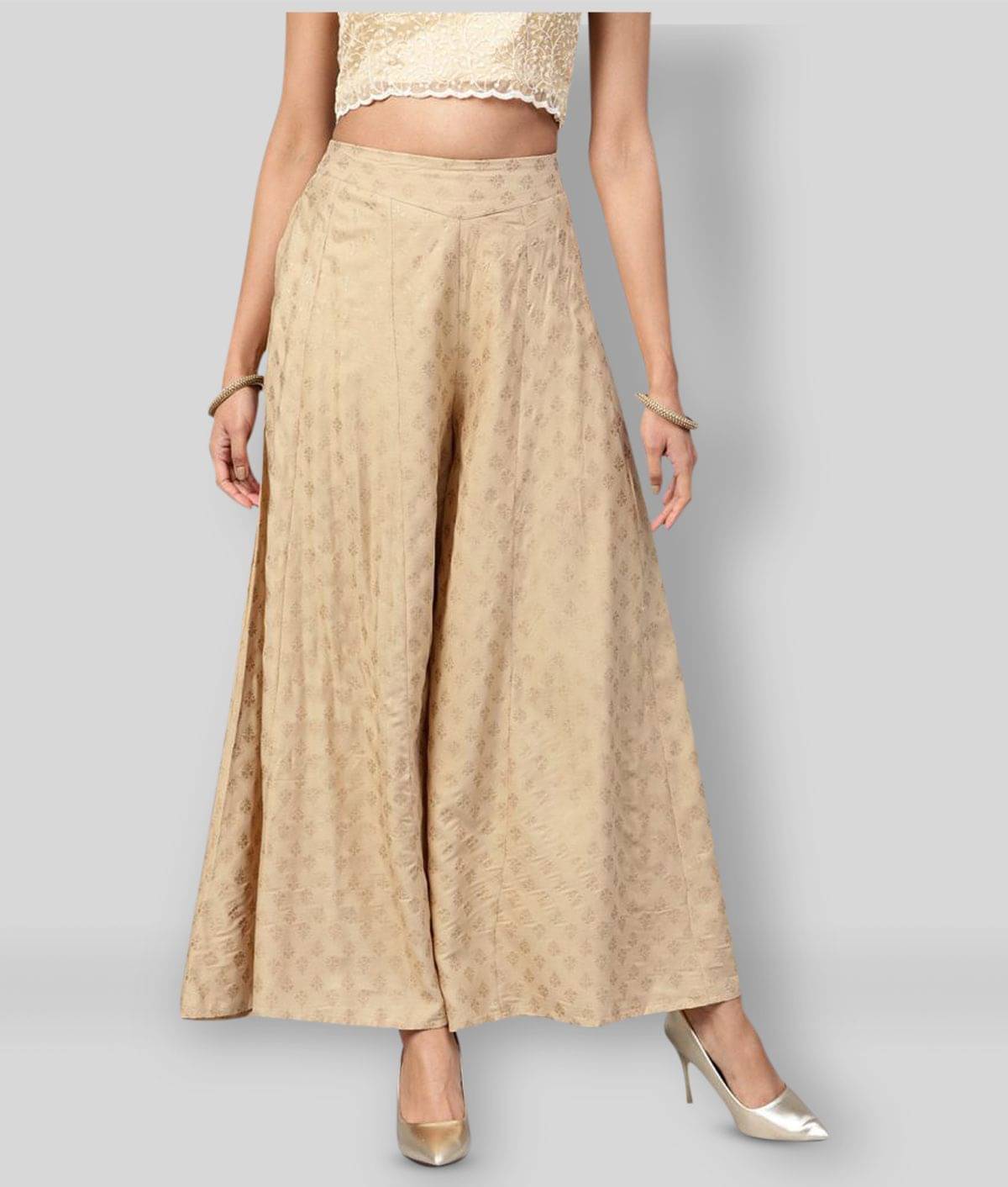     			Juniper - Gold Rayon Flared Women's Palazzos ( Pack of 1 )