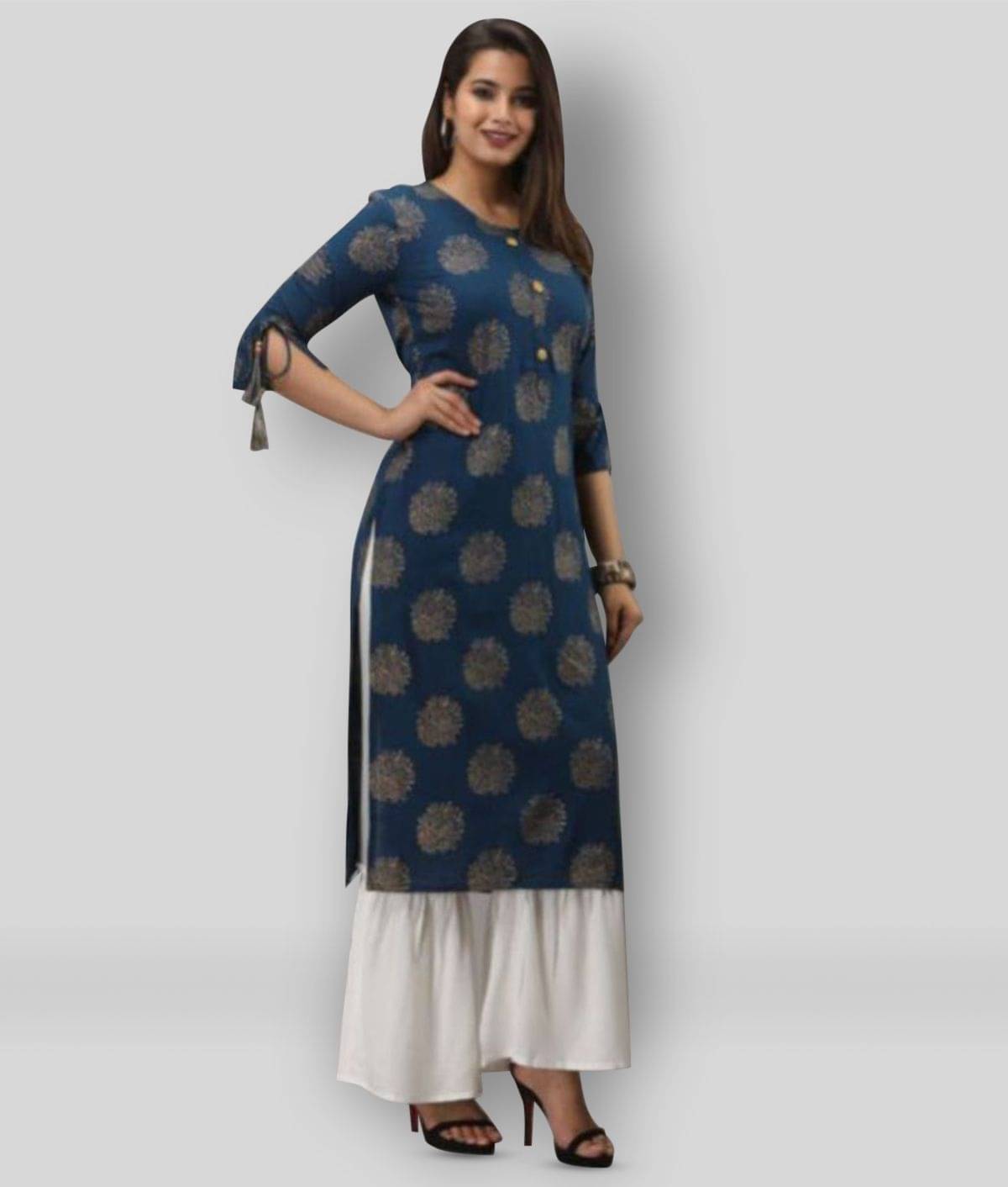     			MAUKA - Blue Straight Rayon Women's Stitched Salwar Suit ( Pack of 1 )