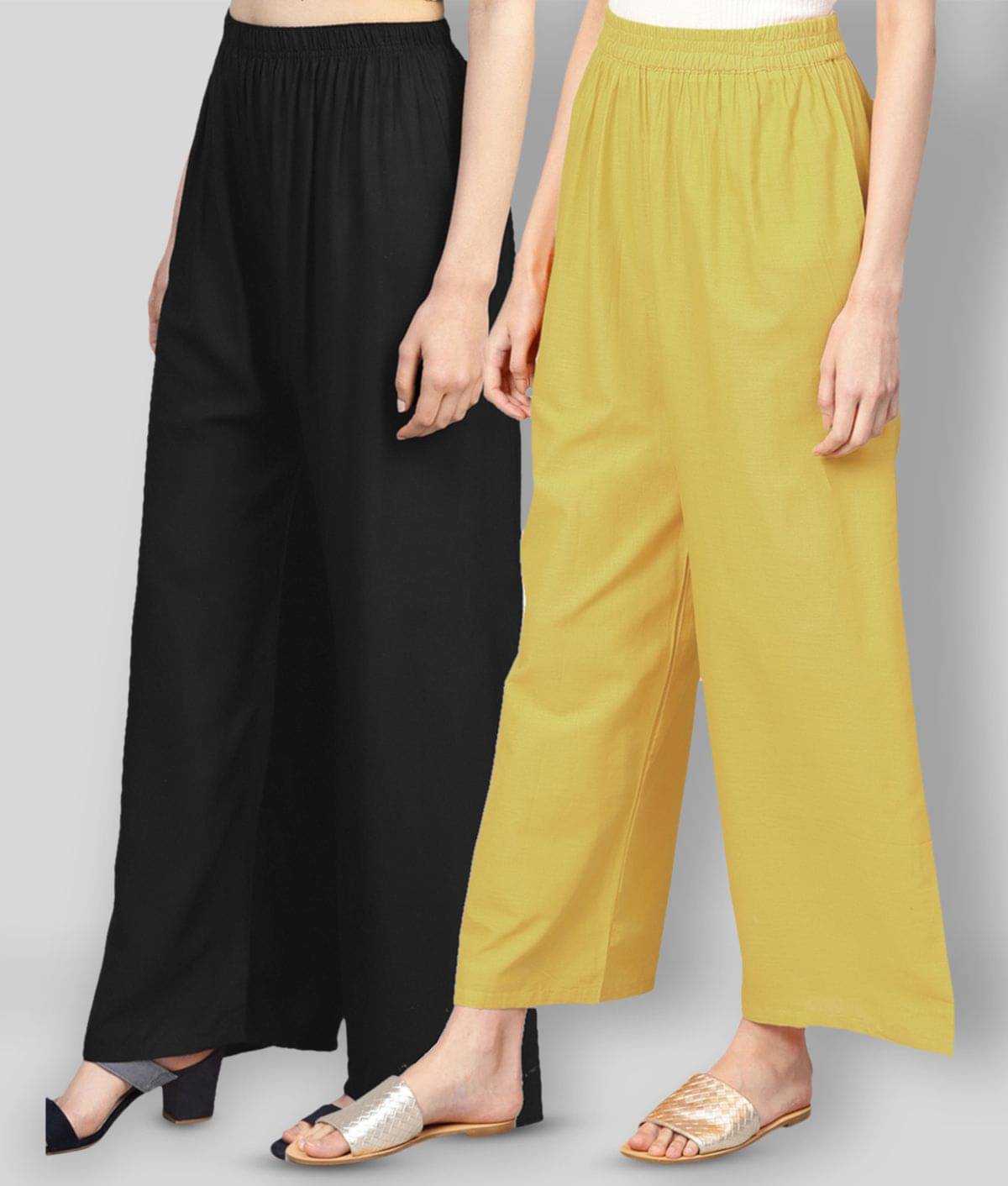 N-Gal - Multicolor Rayon Wide Leg Women's Palazzos ( Pack of 2 ) N-Gal - Multicolor Rayon Wide Leg Women's Palazzos ( Pack of 2 )