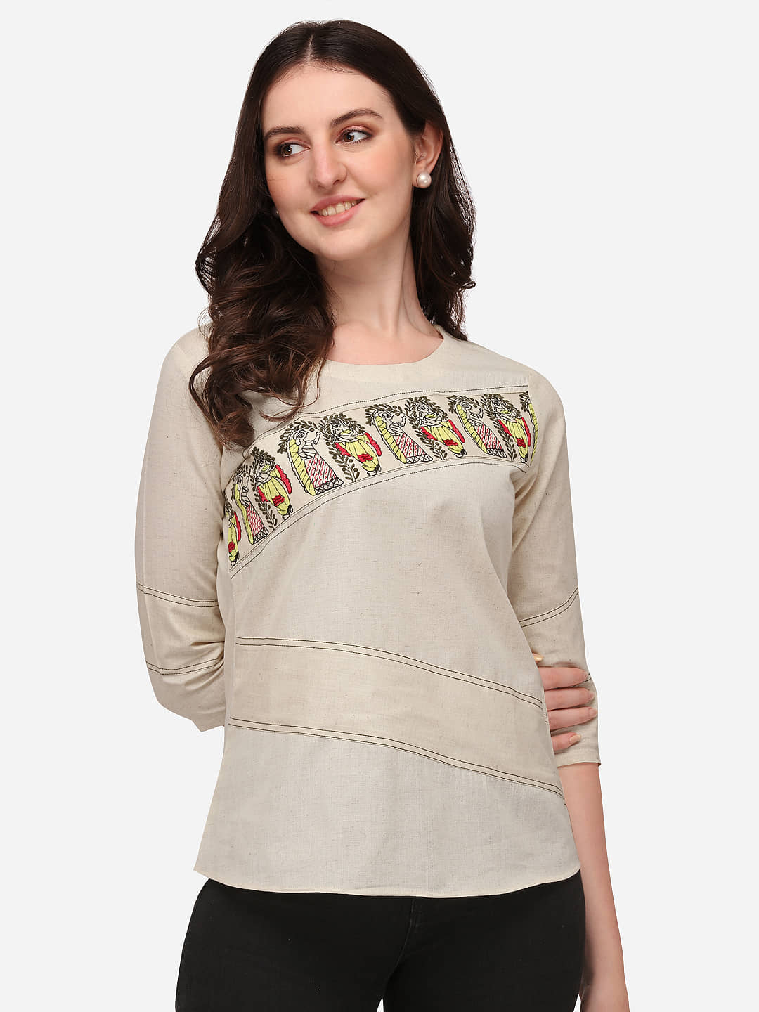 Prettify - Beige Cotton Women's Regular Top ( Pack of 1 )