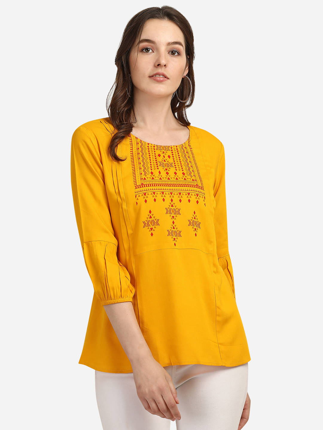 Prettify - Yellow Rayon Women's Regular Top ( Pack of 1 ) Prettify - Yellow Rayon Women's Regular Top ( Pack of 1 )