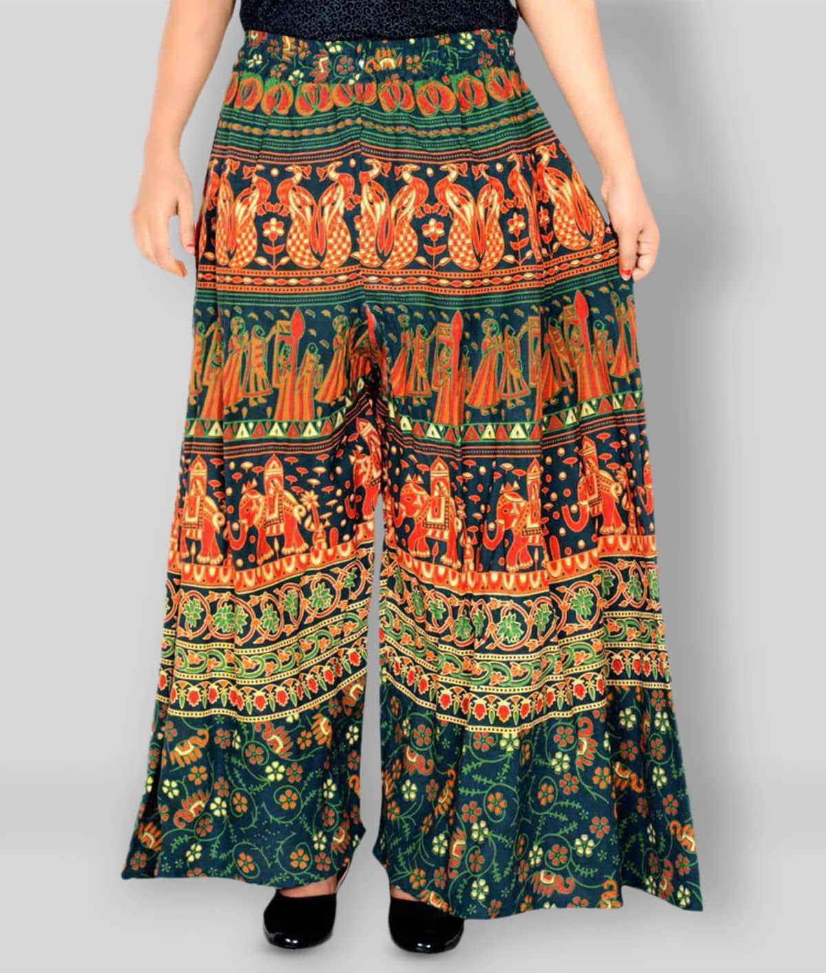 Sttoffa - Multicolor Cotton Flared Women's Palazzos ( Pack of 1 ) - Palazzos | Buy online on ZillyBuy