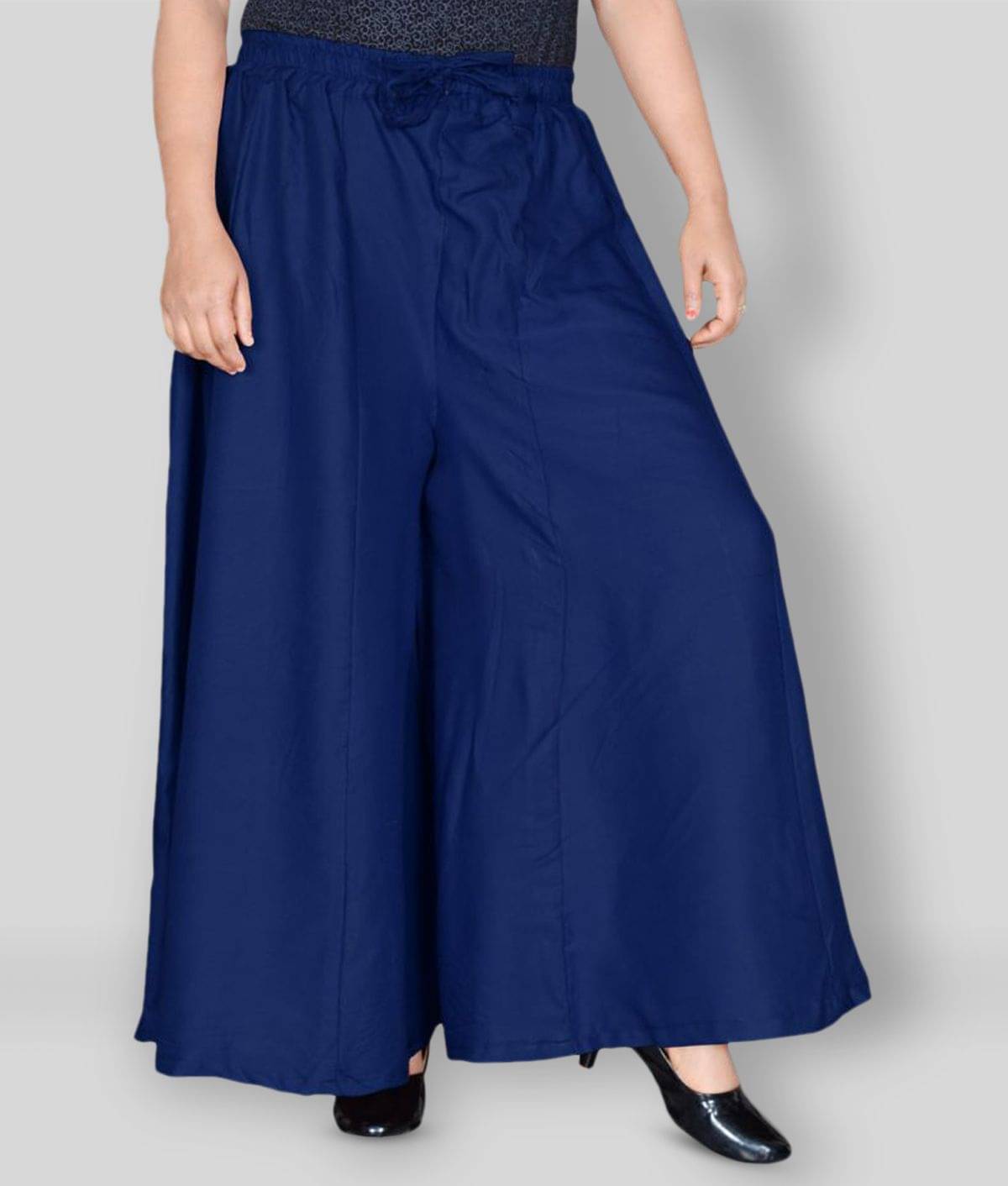 Sttoffa - Blue Rayon Flared Women's Palazzos ( Pack of 1 ) Sttoffa - Blue Rayon Flared Women's Palazzos ( Pack of 1 )