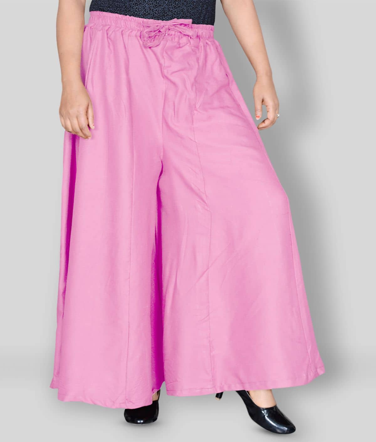 Sttoffa - Pink Rayon Flared Women's Palazzos ( Pack of 1 ) - Palazzos | Buy online on ZillyBuy