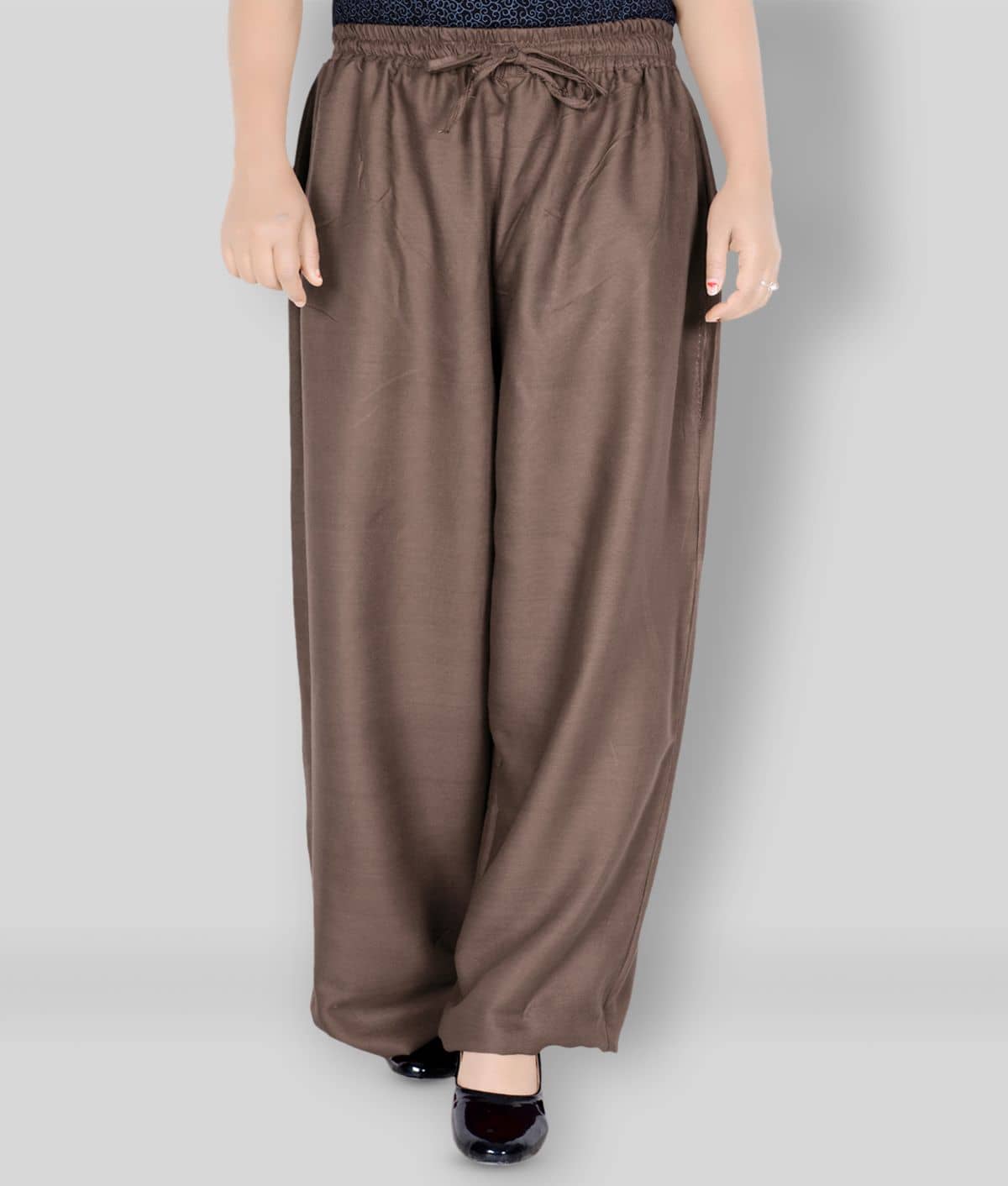 Sttoffa - Brown Rayon Flared Women's Palazzos ( Pack of 1 ) - Palazzos | Buy online on ZillyBuy