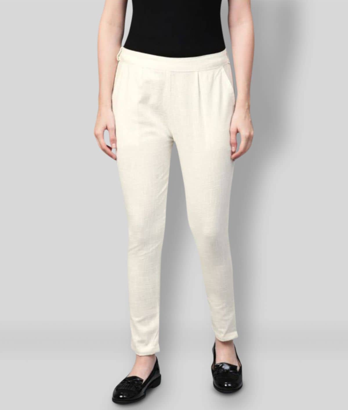 Yash Gallery Cotton Straight Women's Casual Pants ( Off White ) - Trousers | Buy online on ZillyBuy