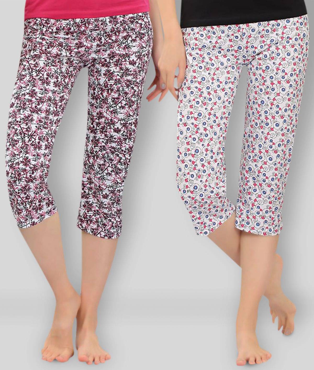     			Zebu - Multicolor Cotton Regular Fit Women's Capri  ( Pack of 2 )