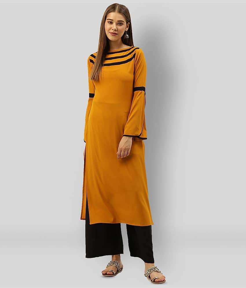 Cottinfab - Yellow Viscose Women's Straight Kurti ( Pack of 1 ) - Kurtis, Tunics | Buy online on ZillyBuy