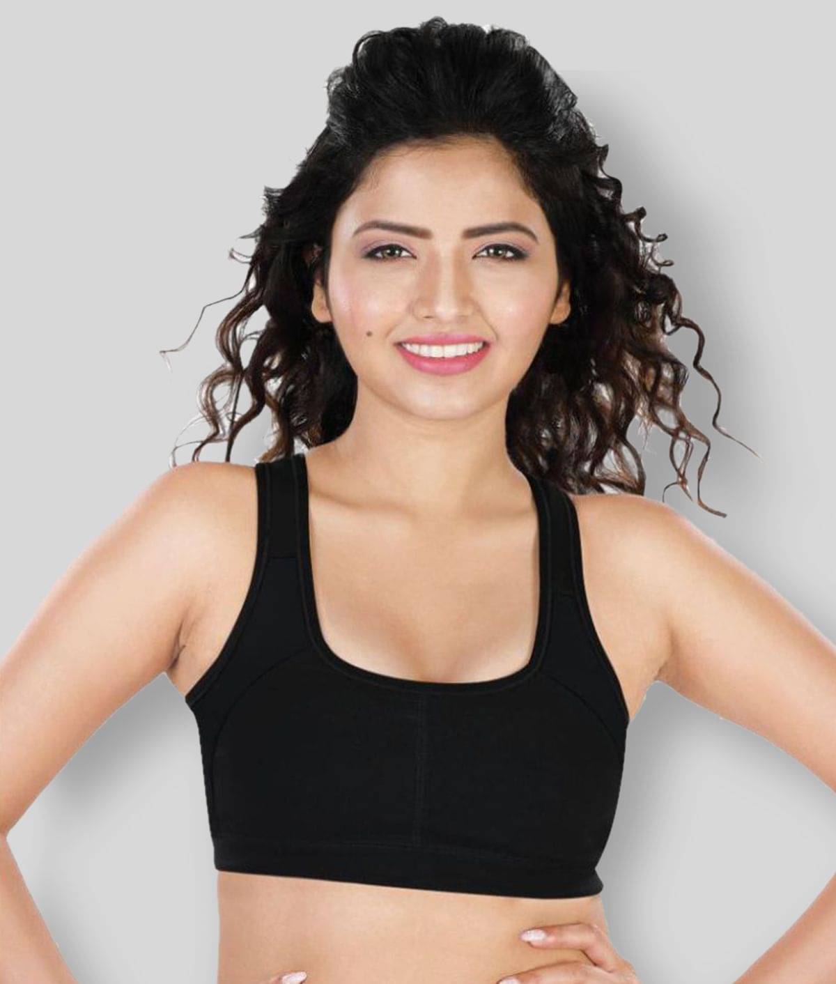     			Dermawear Black Poly Cotton Solid Sports Bra
