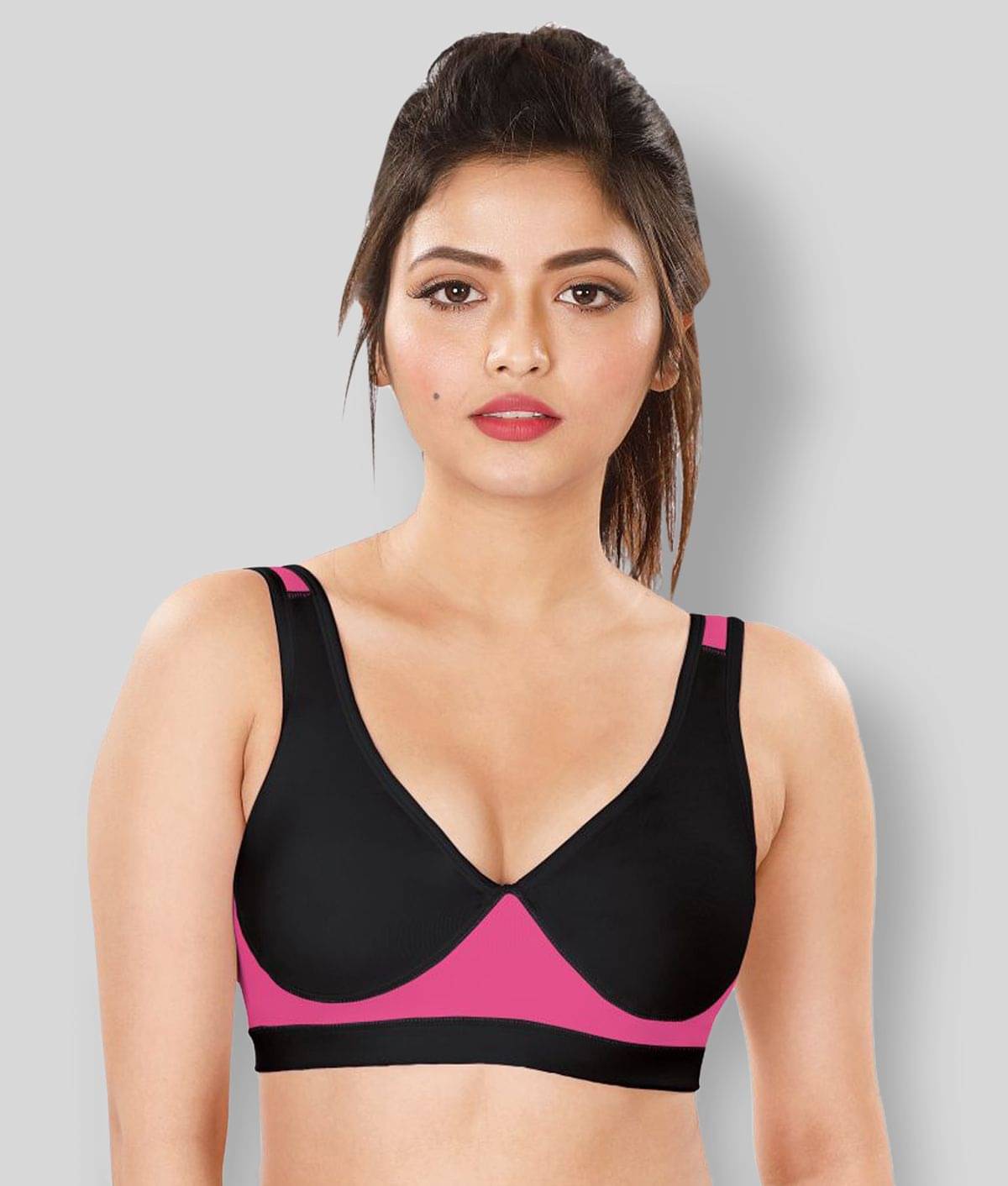Dermawear Multi Color Poly Cotton Color Blocking Sports Bra Dermawear Multi Color Poly Cotton Color Blocking Sports Bra