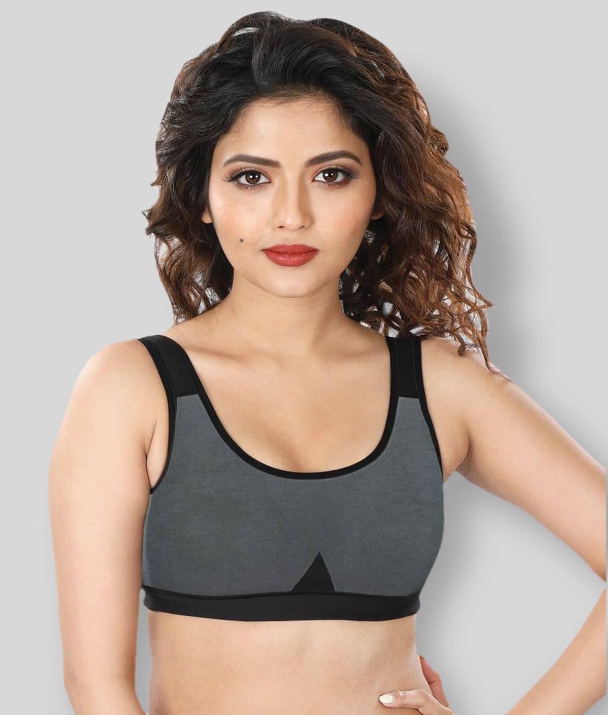     			Dermawear Multi Color Poly Cotton Color Blocking Sports Bra
