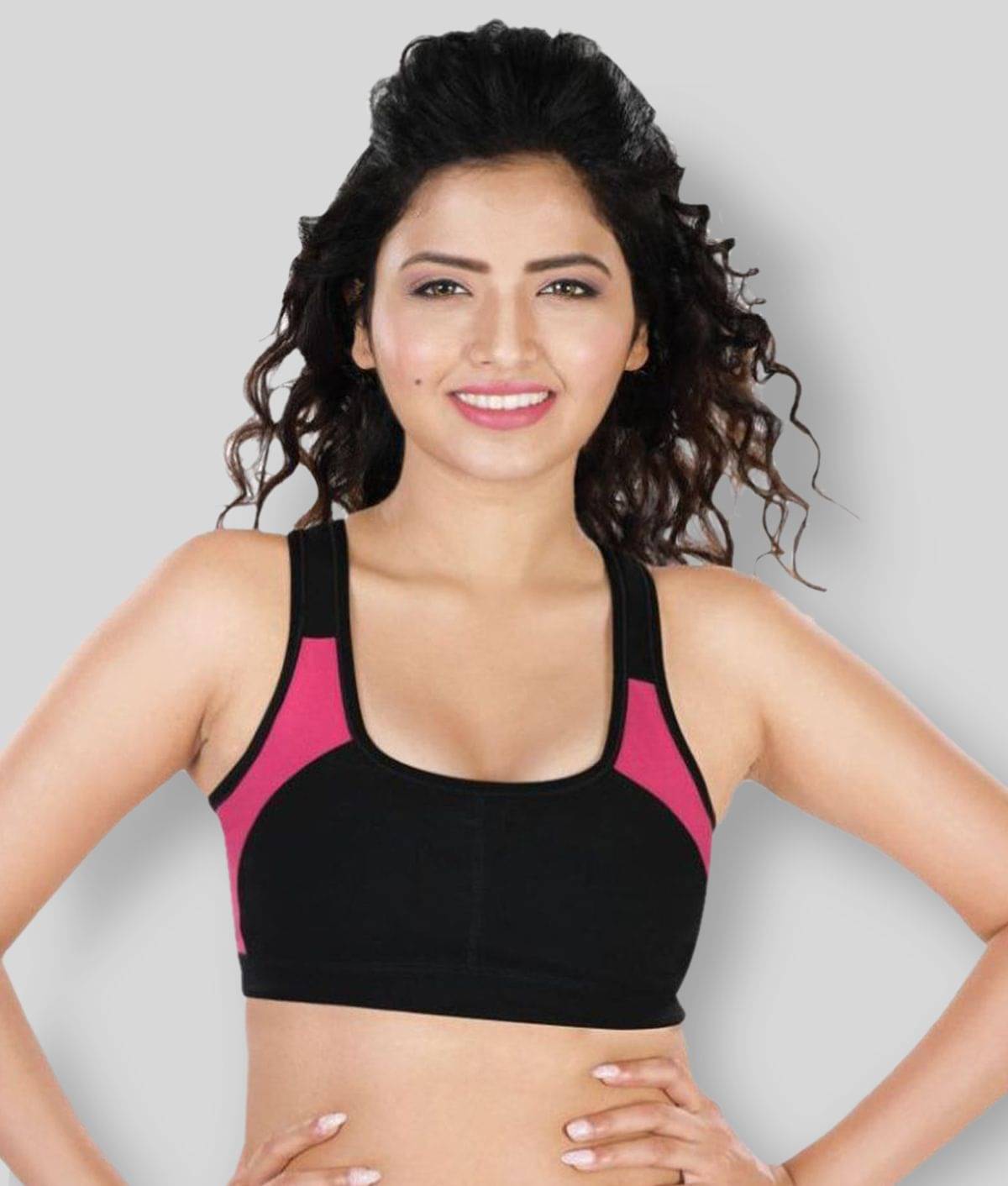     			Dermawear Multi Color Poly Cotton Color Blocking Sports Bra