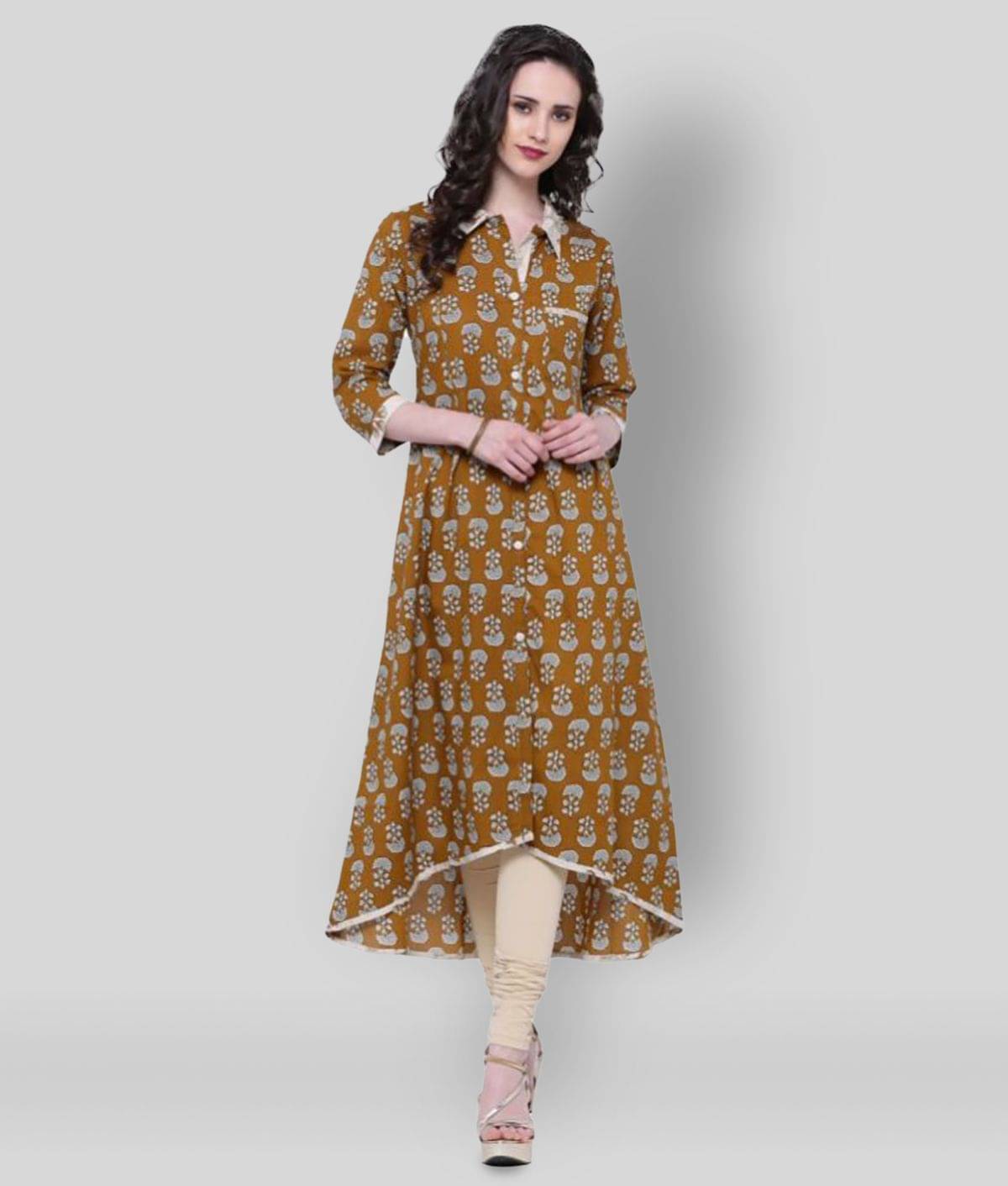     			Divena - Multicolor Cotton Blend Women's Asymmetrical Kurti