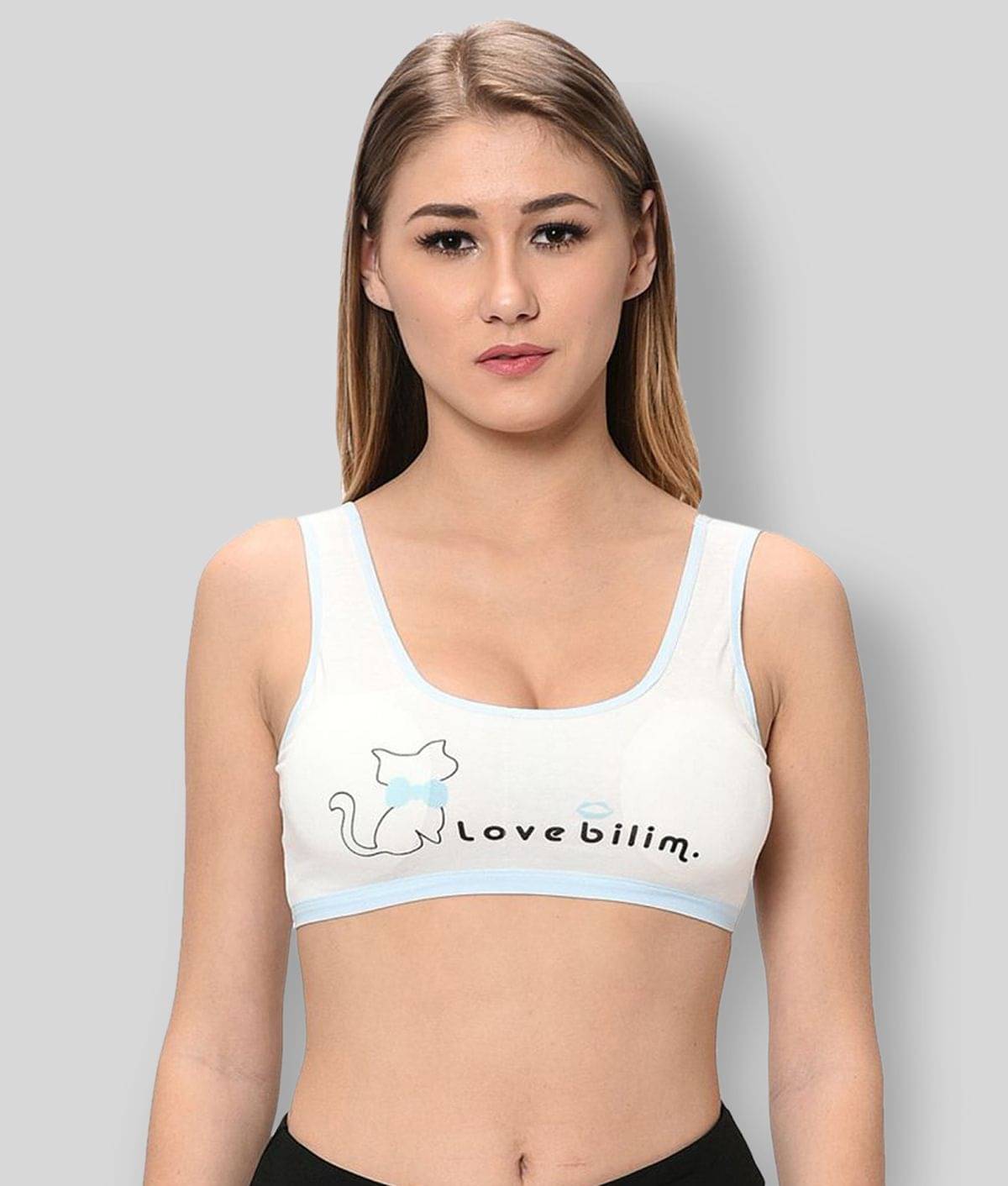     			Elina Blue Cotton Solid Sports Bra - Single