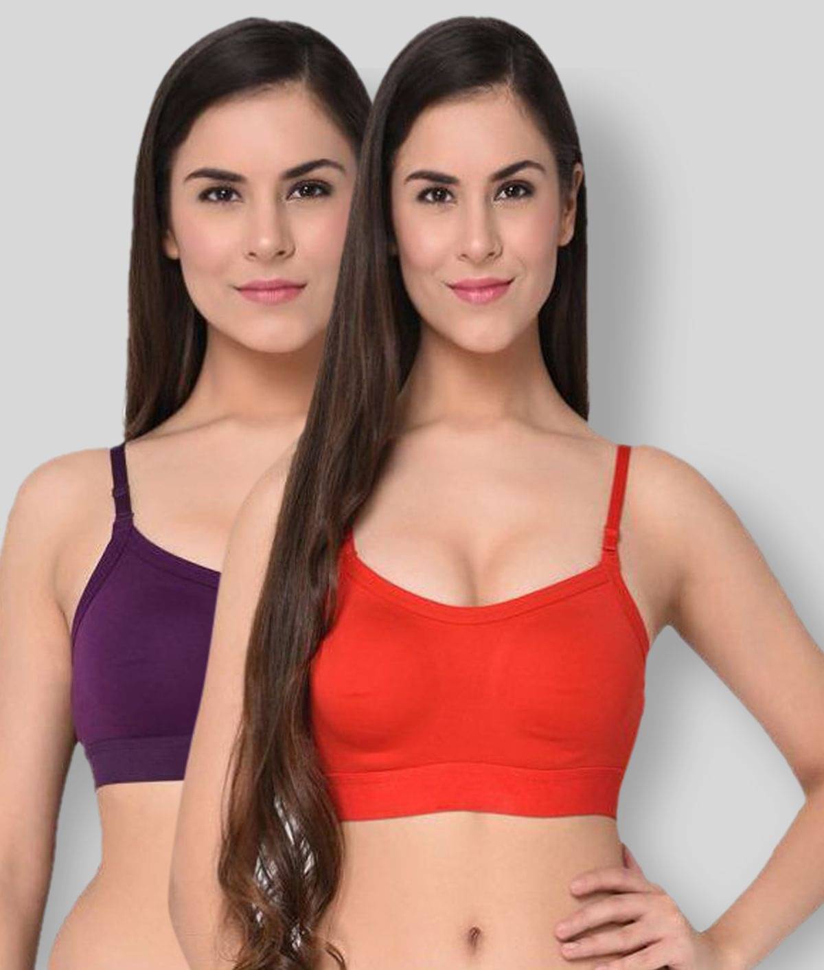     			Elina Multi Color Cotton Solid Sports Bra