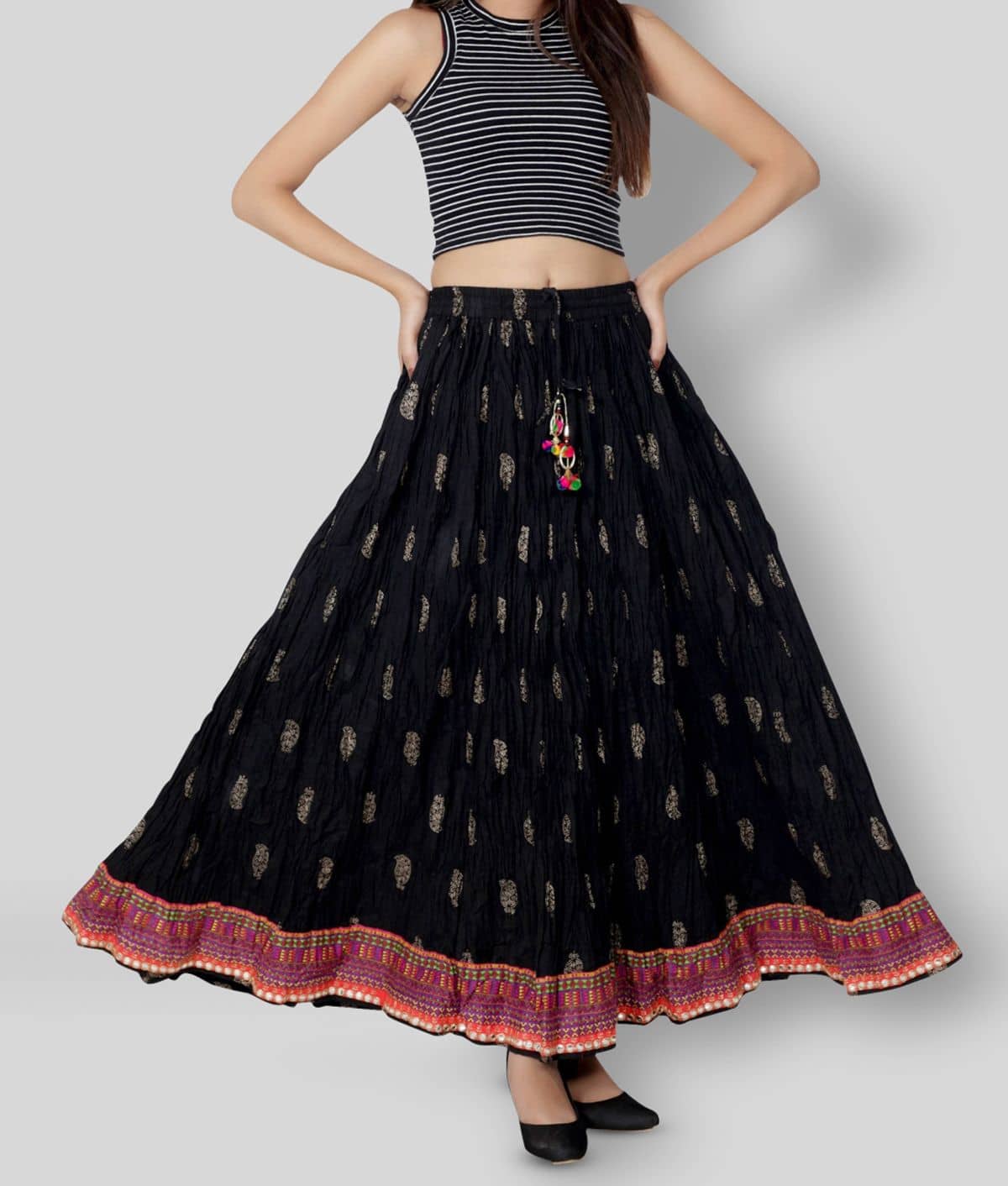 FABRR - Black Cotton Women's A-Line Skirt ( Pack of 1 )