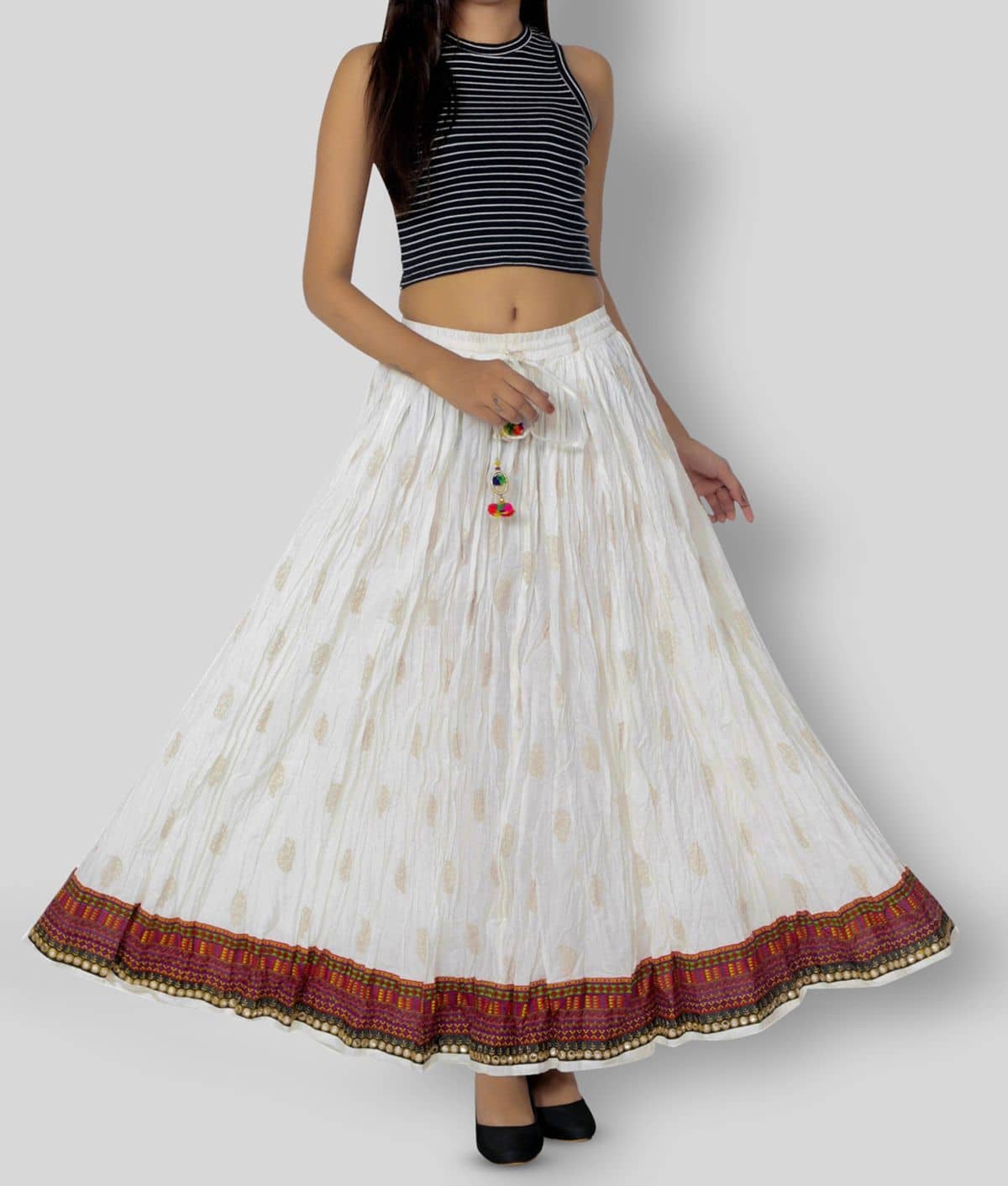 FABRR - White Cotton Women's A-Line Skirt ( Pack of 1 )