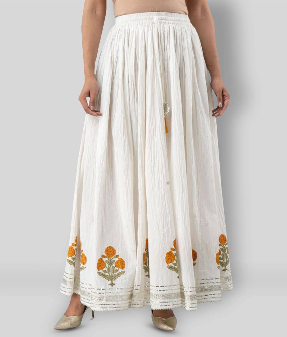 FABRR - White Cotton Women's A-Line Skirt ( Pack of 1 )