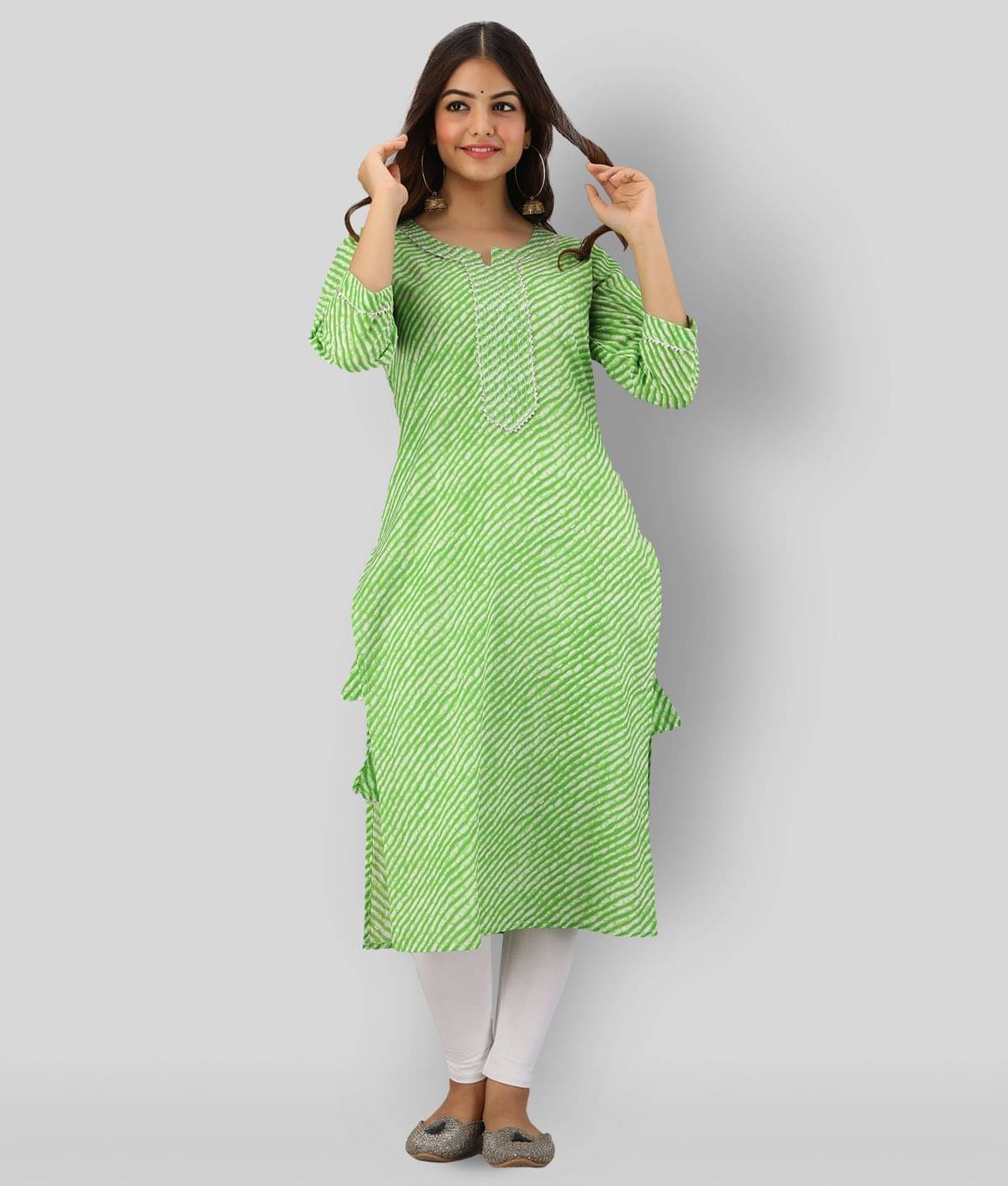     			FABRR - Green Cotton Women's Straight Kurti ( Pack of 1 )