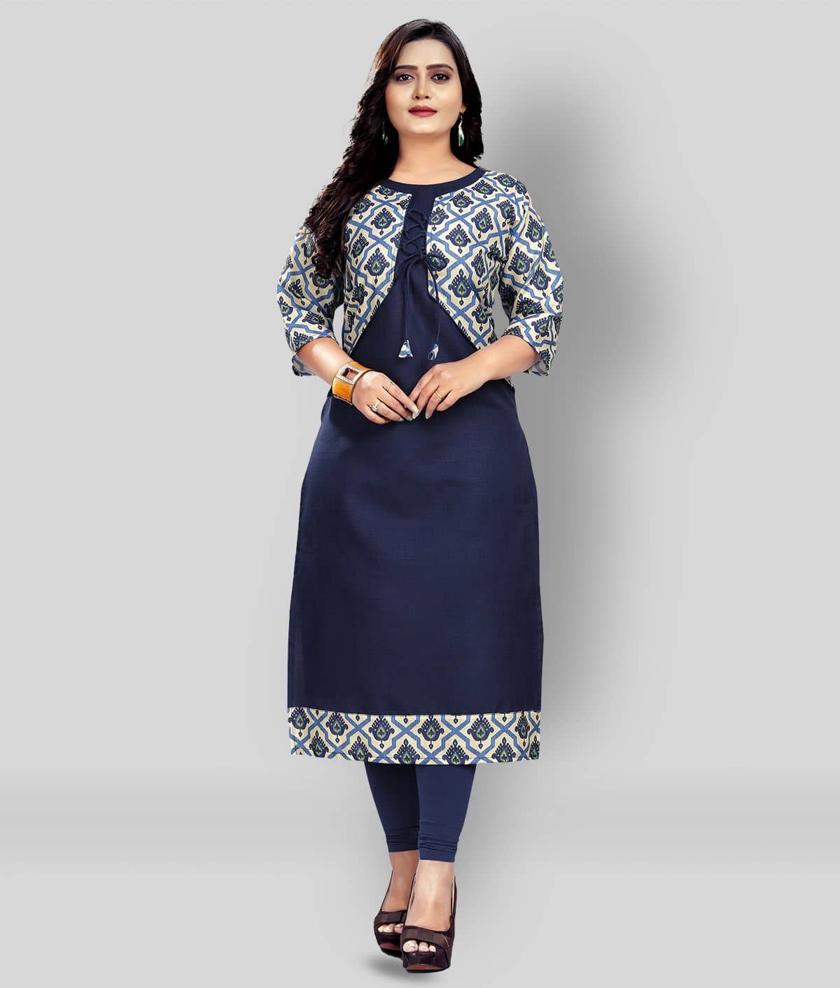 Lerkiza - Multicolor Cotton Women's Jacket Style Kurti - Kurtis, Tunics | Buy online on ZillyBuy