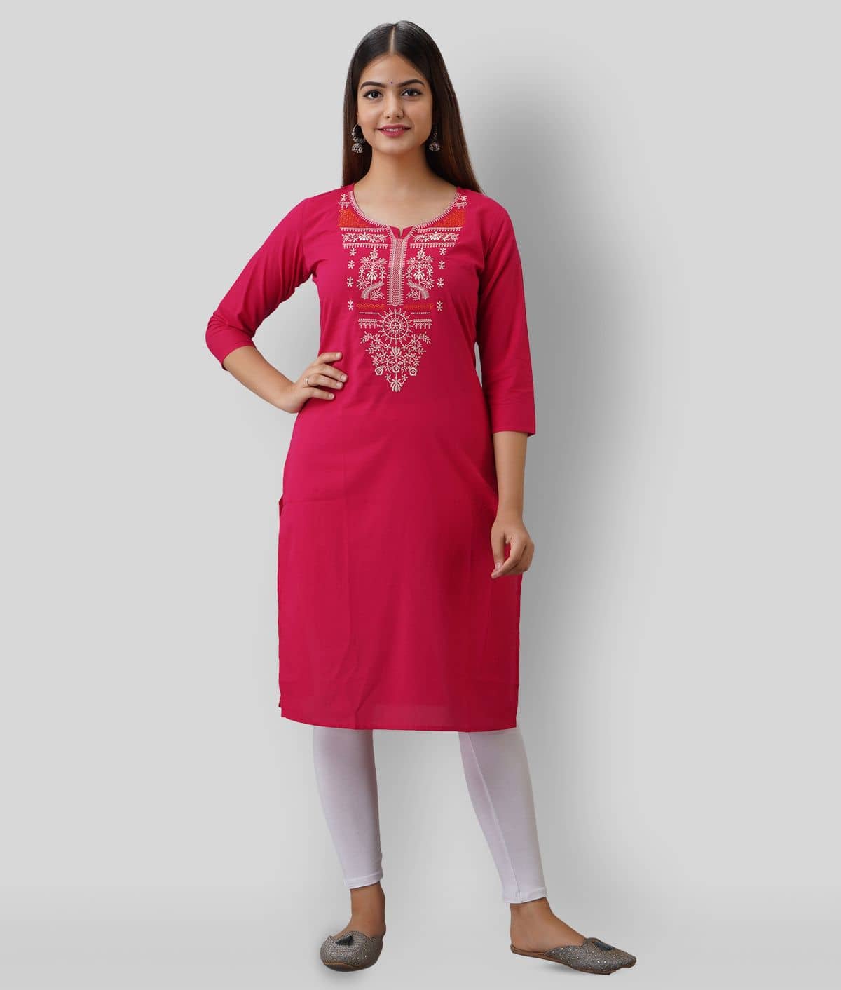 Radiksa - Pink Cotton Women's Straight Kurti ( Pack of 1 ) - Kurtis, Tunics | Buy online on ZillyBuy