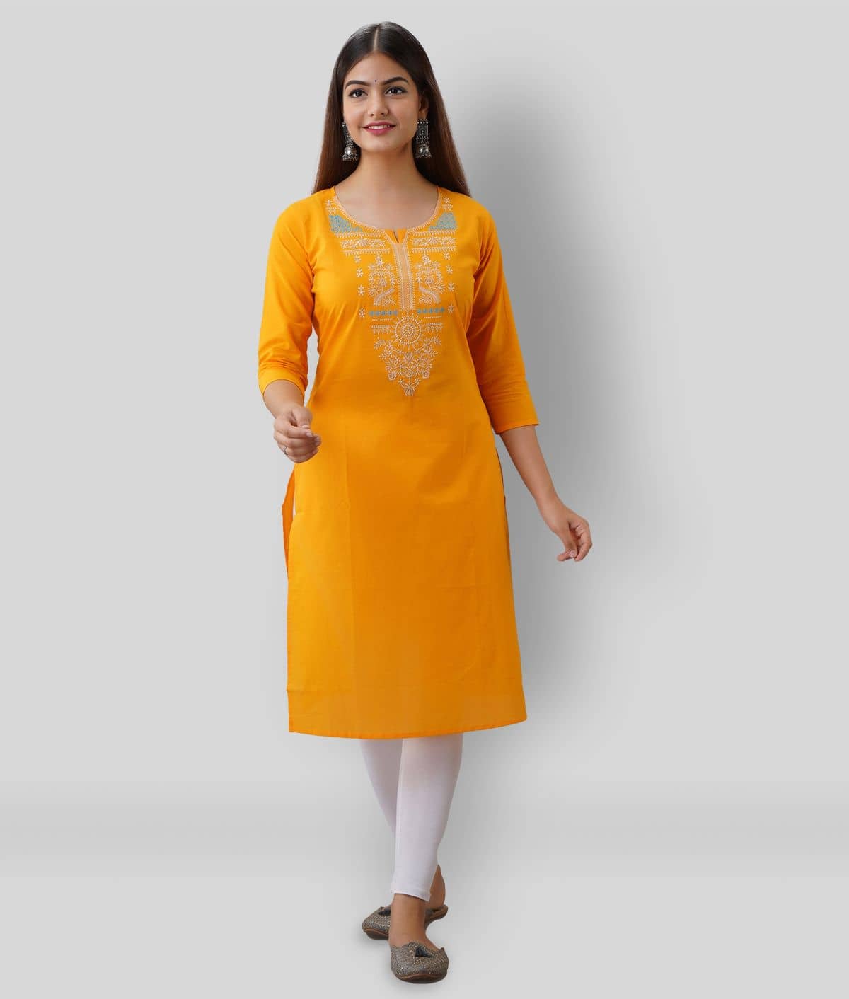 Radiksa - Yellow Cotton Women's Straight Kurti ( Pack of 1 ) - Kurtis, Tunics | Buy online on ZillyBuy